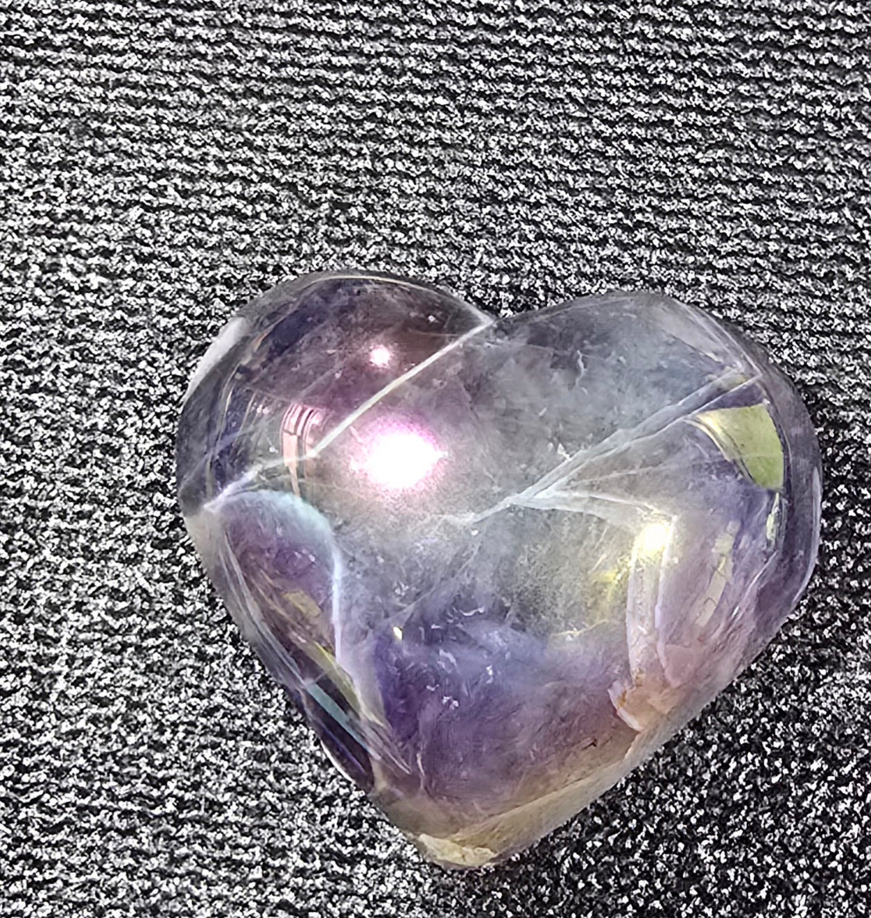 Aura Coated Dream Amethyst Heart Carving – Natural Mineral Specimen