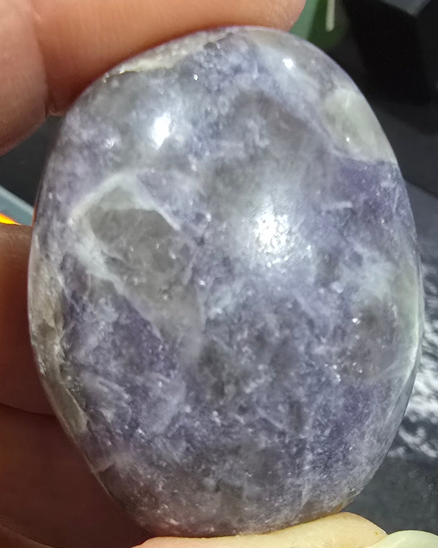 Lepidolite Palm Stones – Polished Natural Lithium Mica