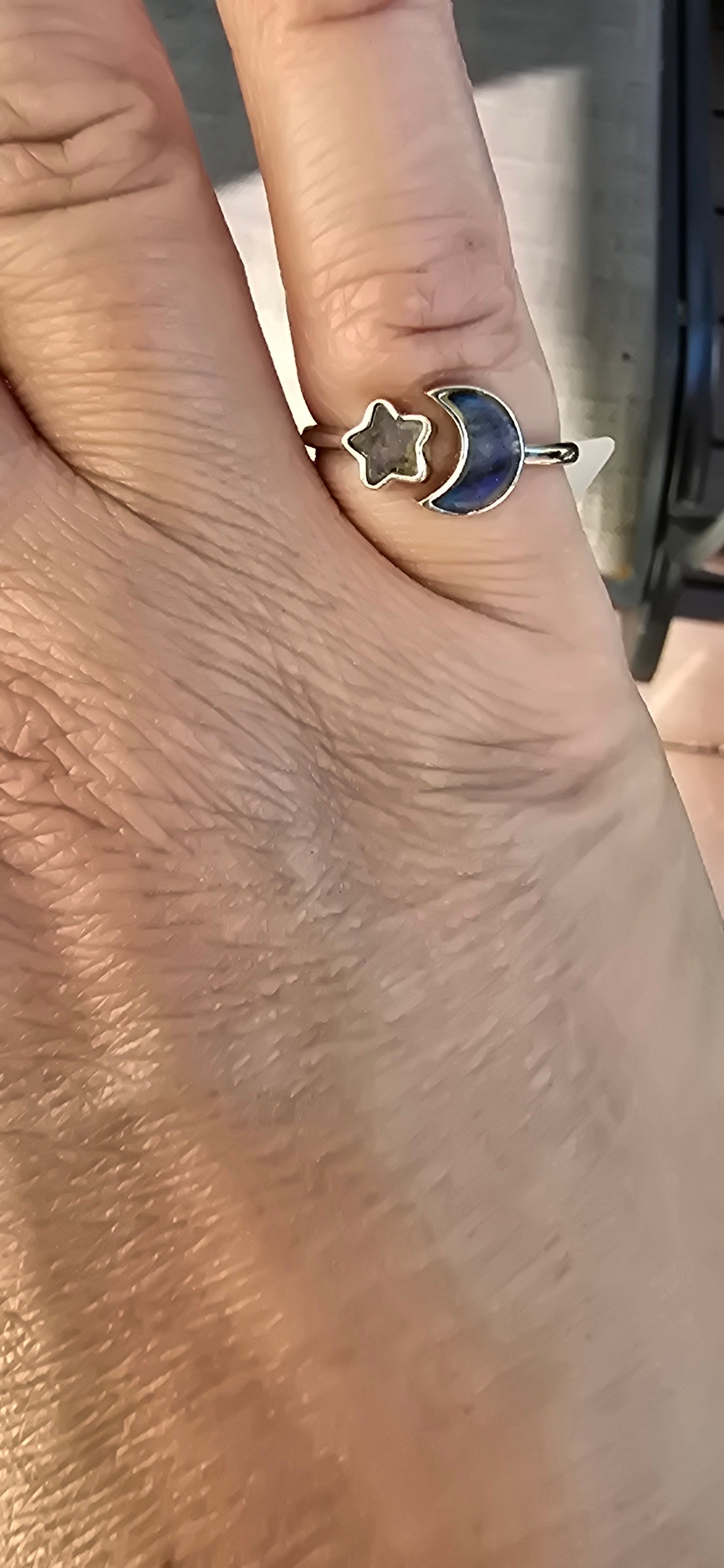 Labradorite Moon/ Star Ring