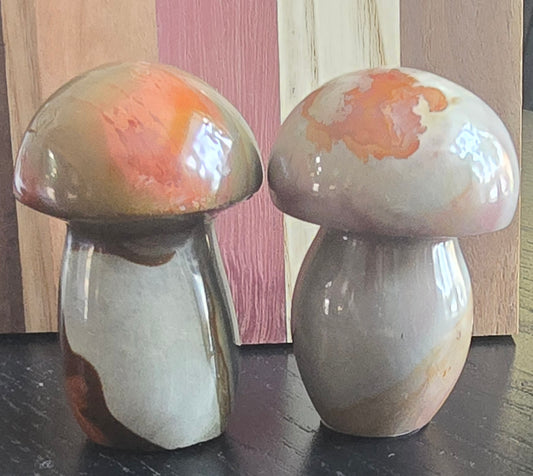 Polychrome Jasper Mushroom Carvings – Polished Natural Jasper