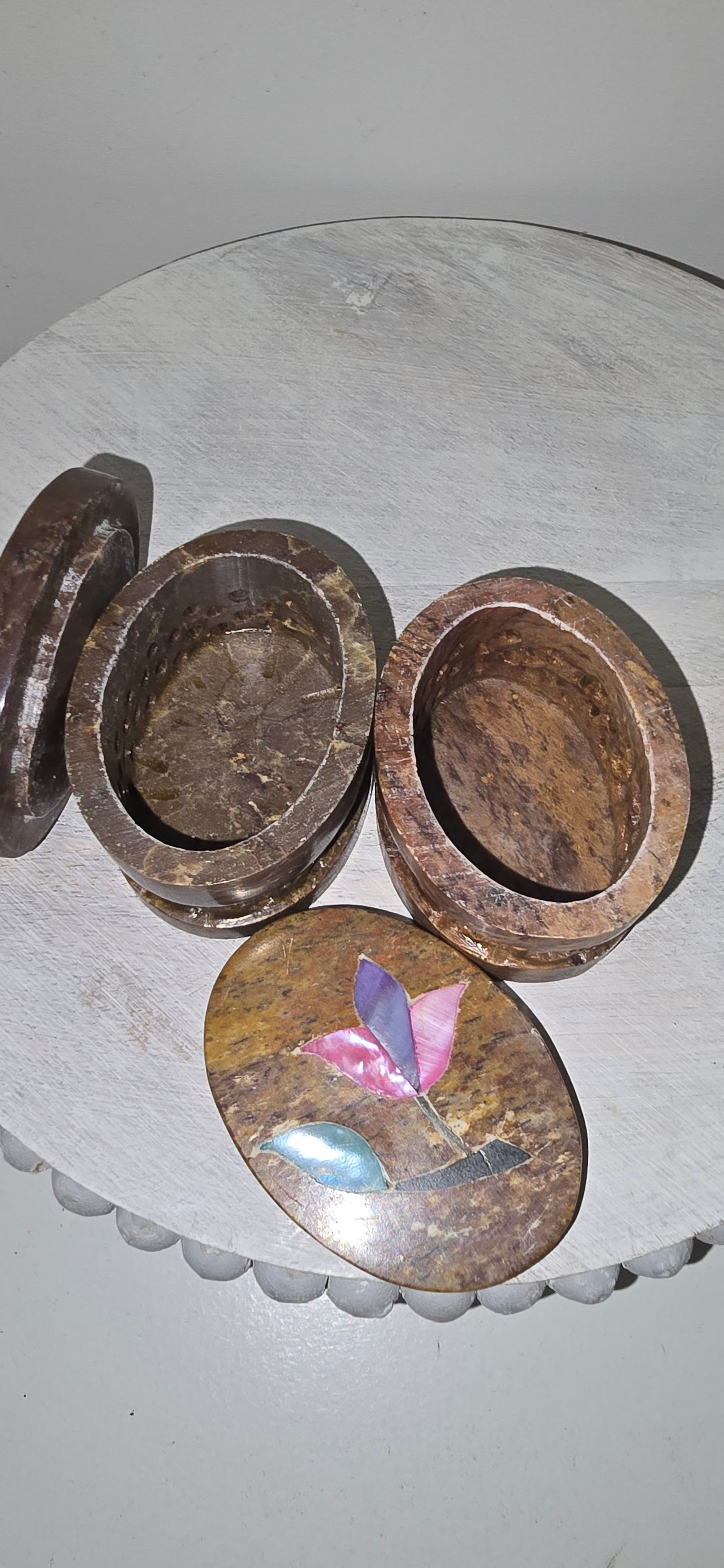 Small Oval Soap stone trinket boxes