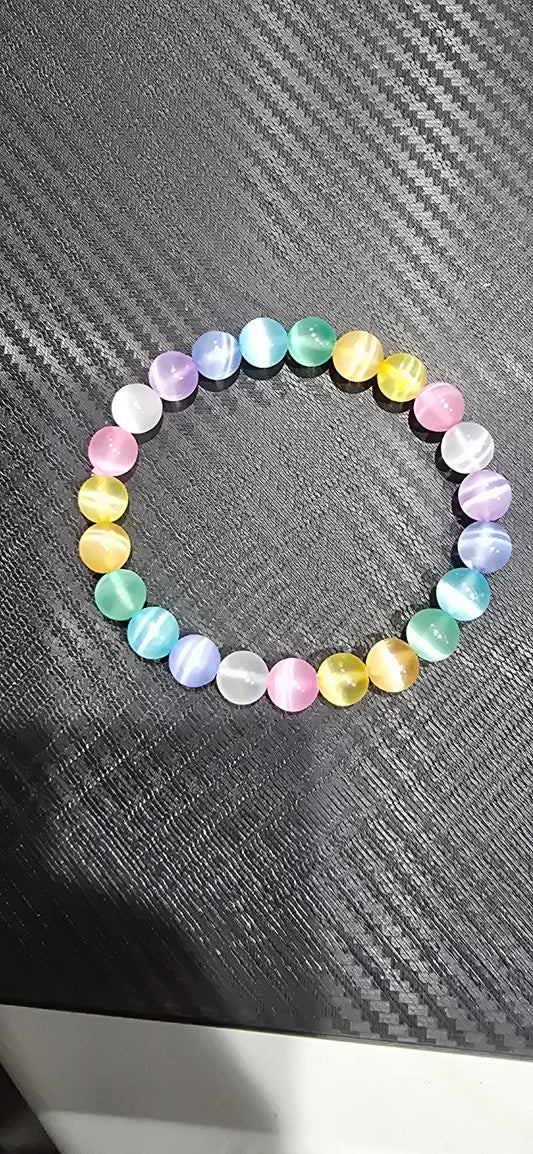 Aura coated Selenite 8mm Bracelet