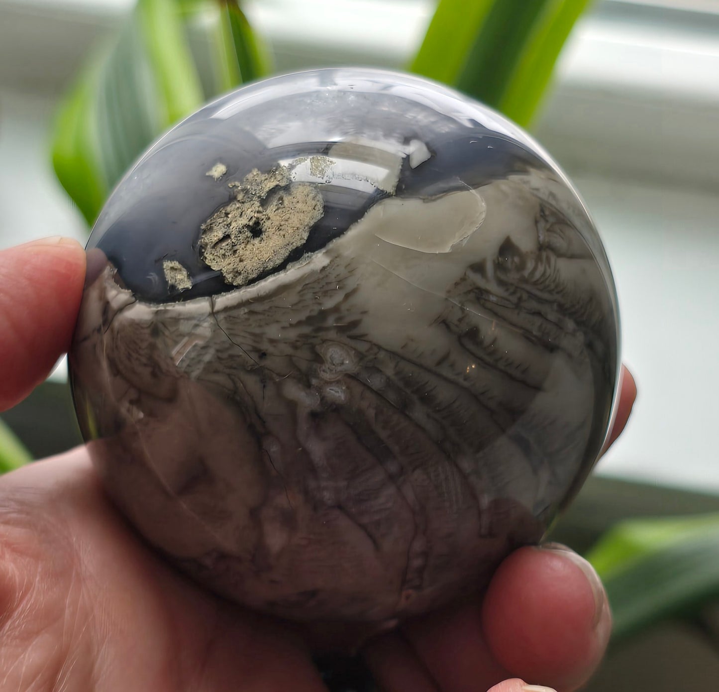 Natural Volcano Agate Crystal Sphere
