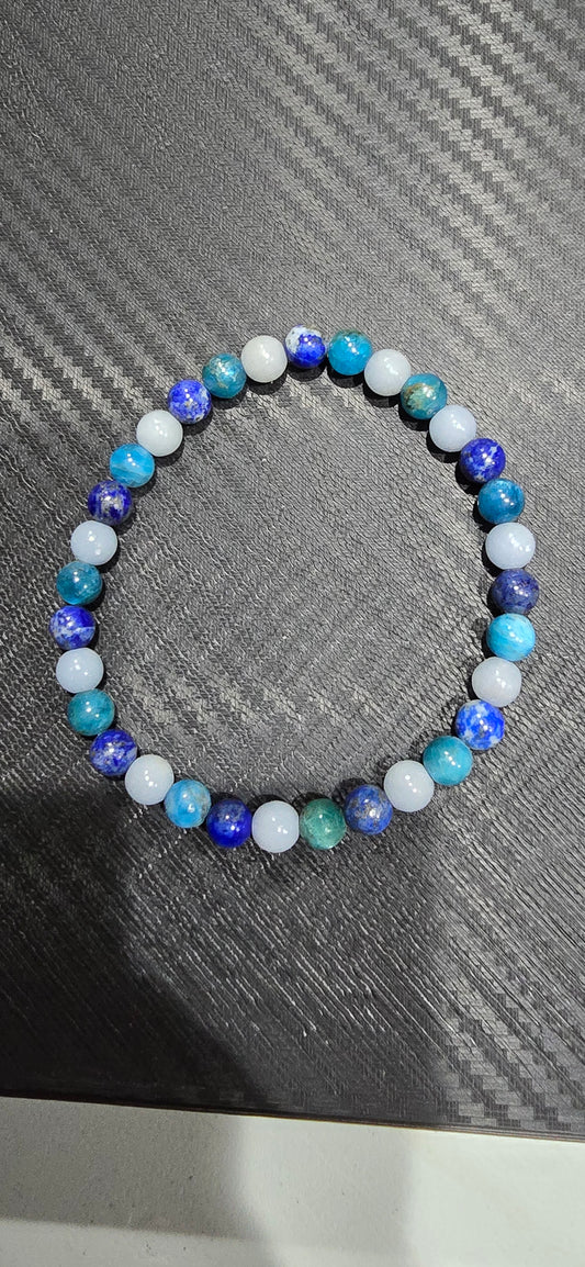 Angelite,Apatite,Lapis Lazuli  6mm Bracelet