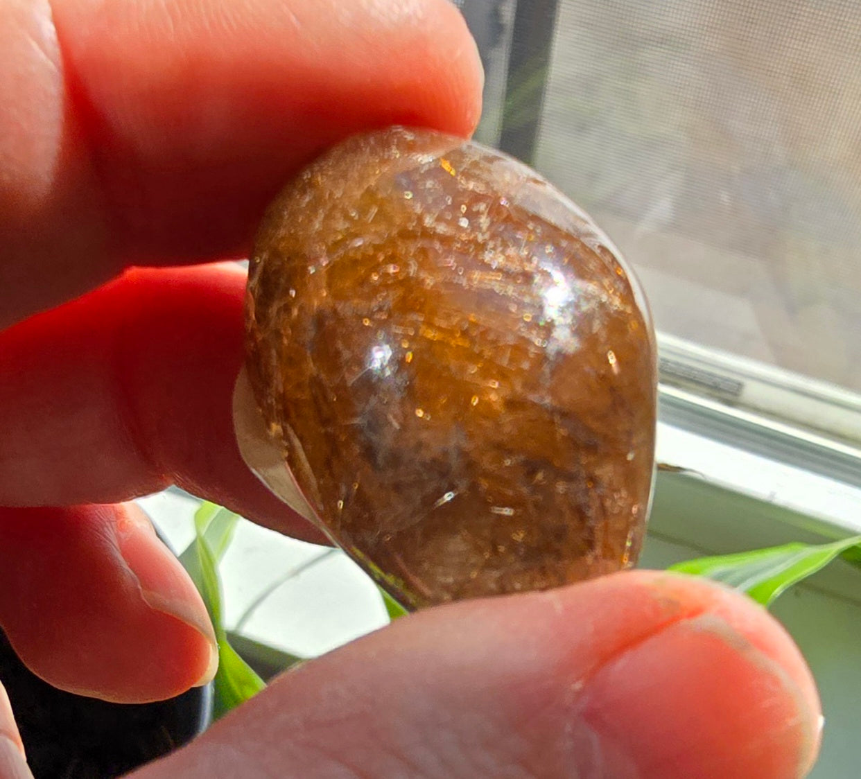 Copper Rutilated Quartz Lens – Genuine Rutile Quartz