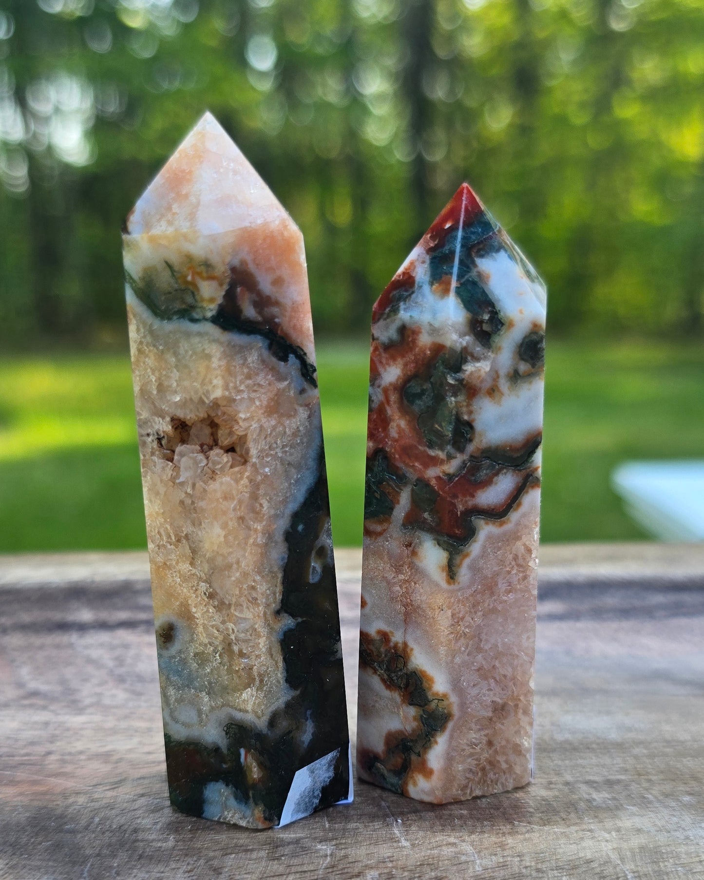 Red Moss Agate Towers – Polished Natural Agate