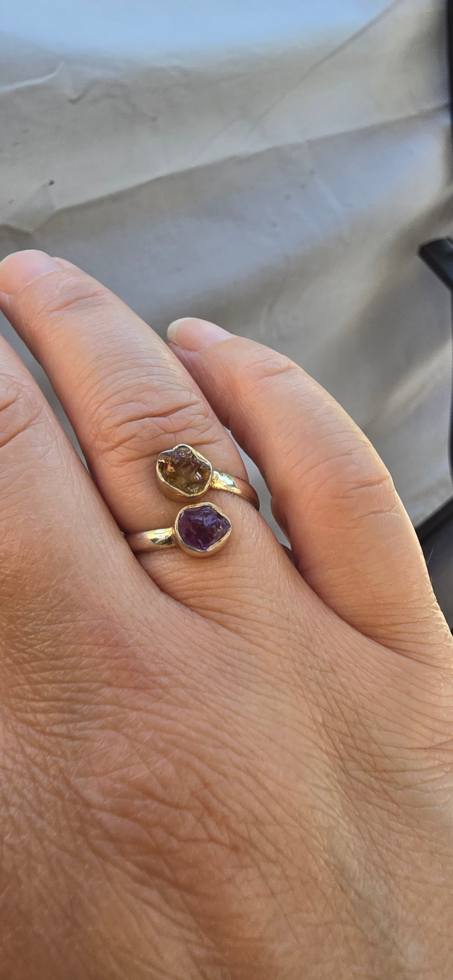 Amethyst and Citrine Adjustable ring