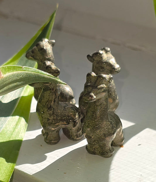 Mini Pyrite Giraffe Carvings – Natural Mineral Specimen