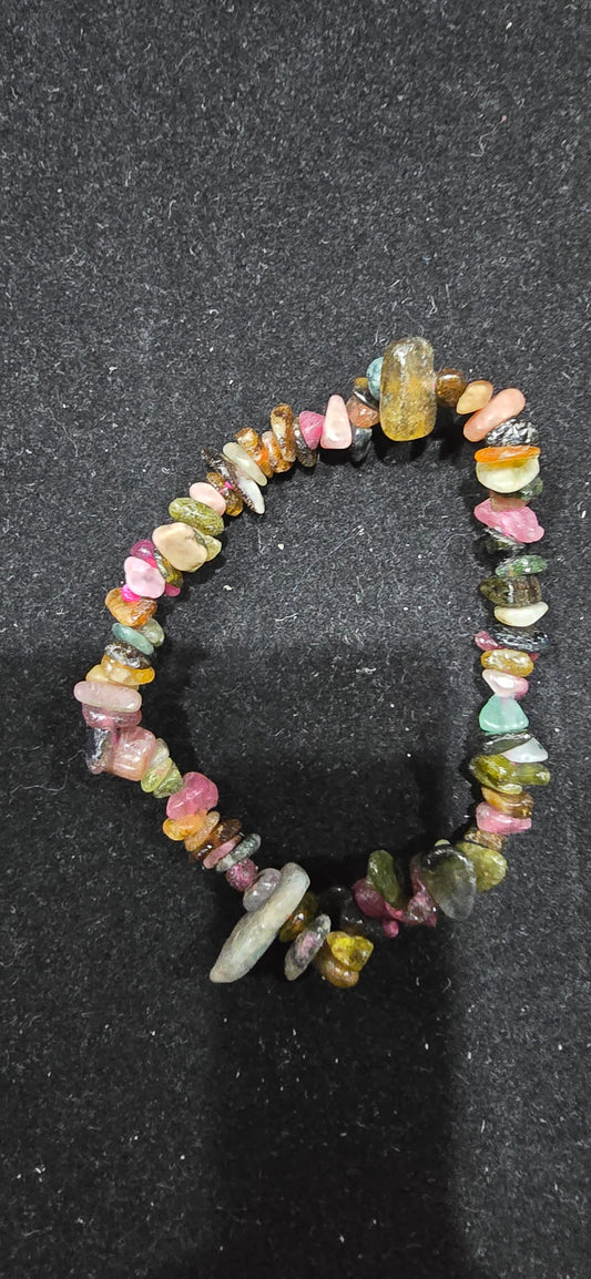 Watermelon Tourmaline  Chip Bracelet