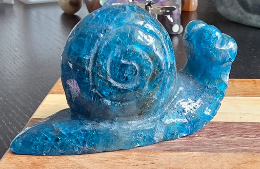 Blue Apatite Snail Carving – Polished Natural Apatite