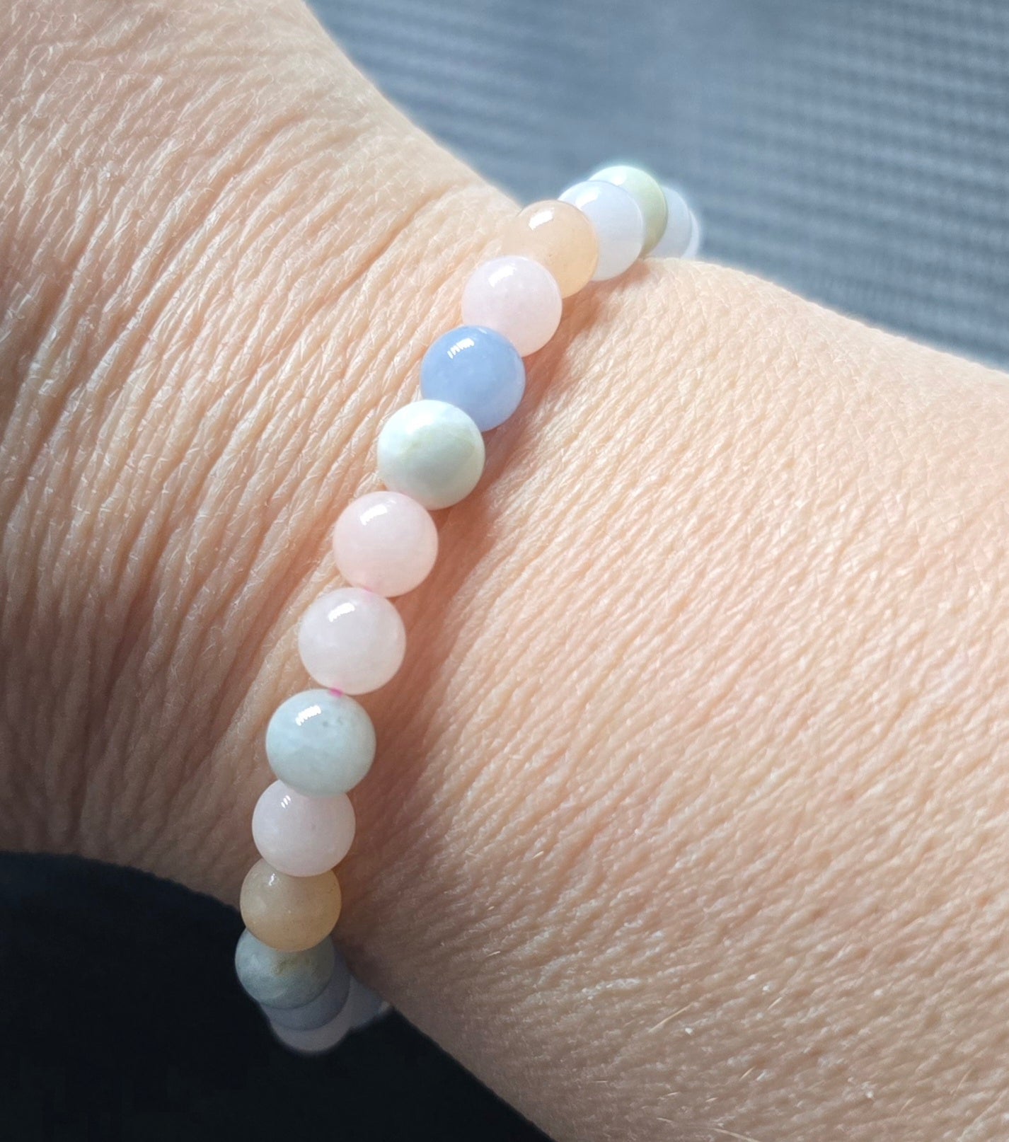 Morganite & Aquamarine 6mm Beaded Bracelet – Natural Stone Jewelry