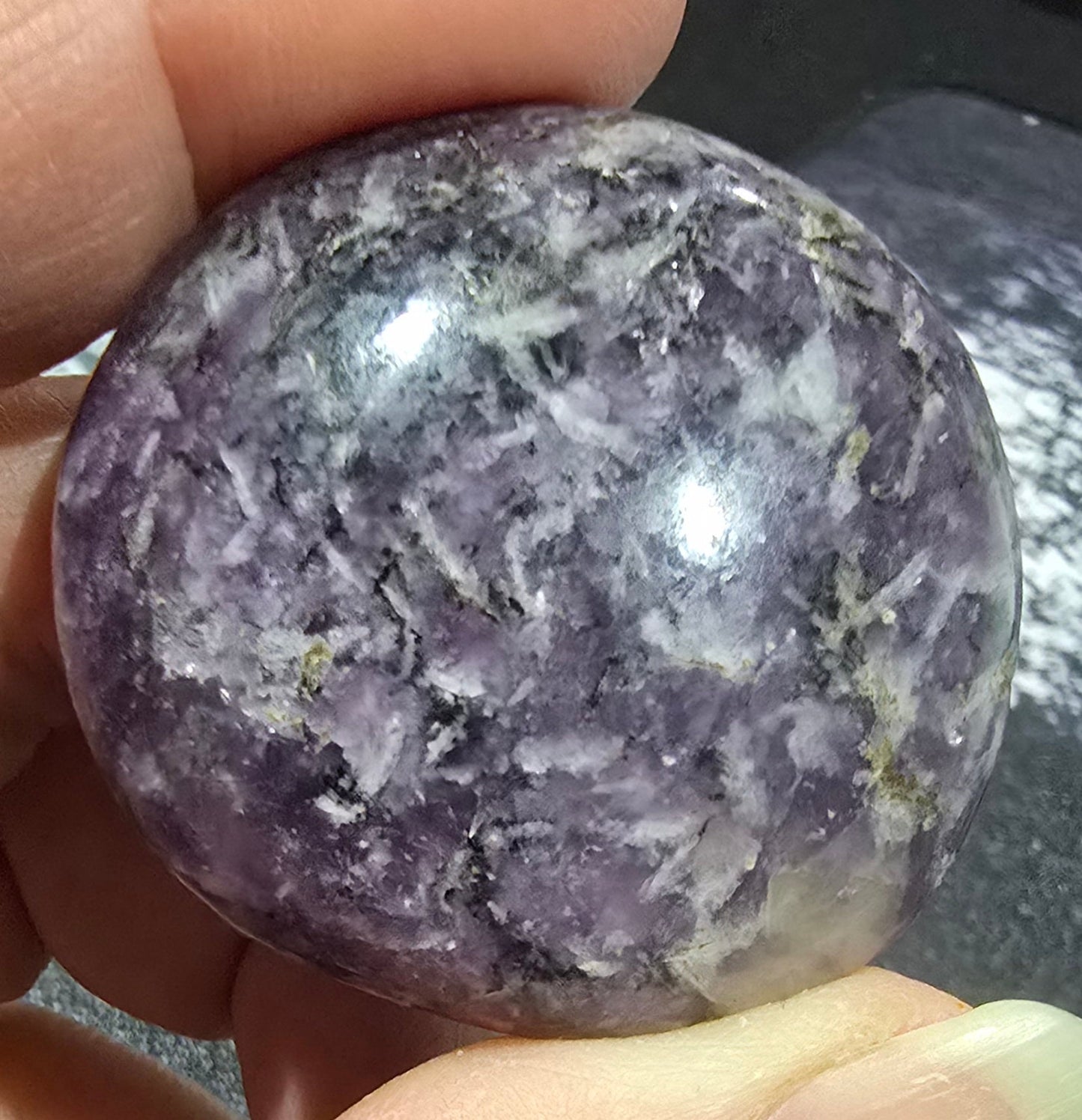 Lepidolite Palm Stones – Polished Natural Lithium Mica