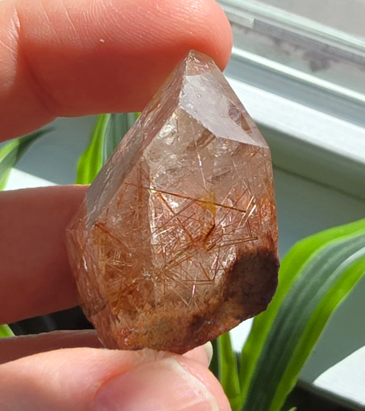 Polished Copper Rutilated Quartz Free-Form with unique rutile patterns