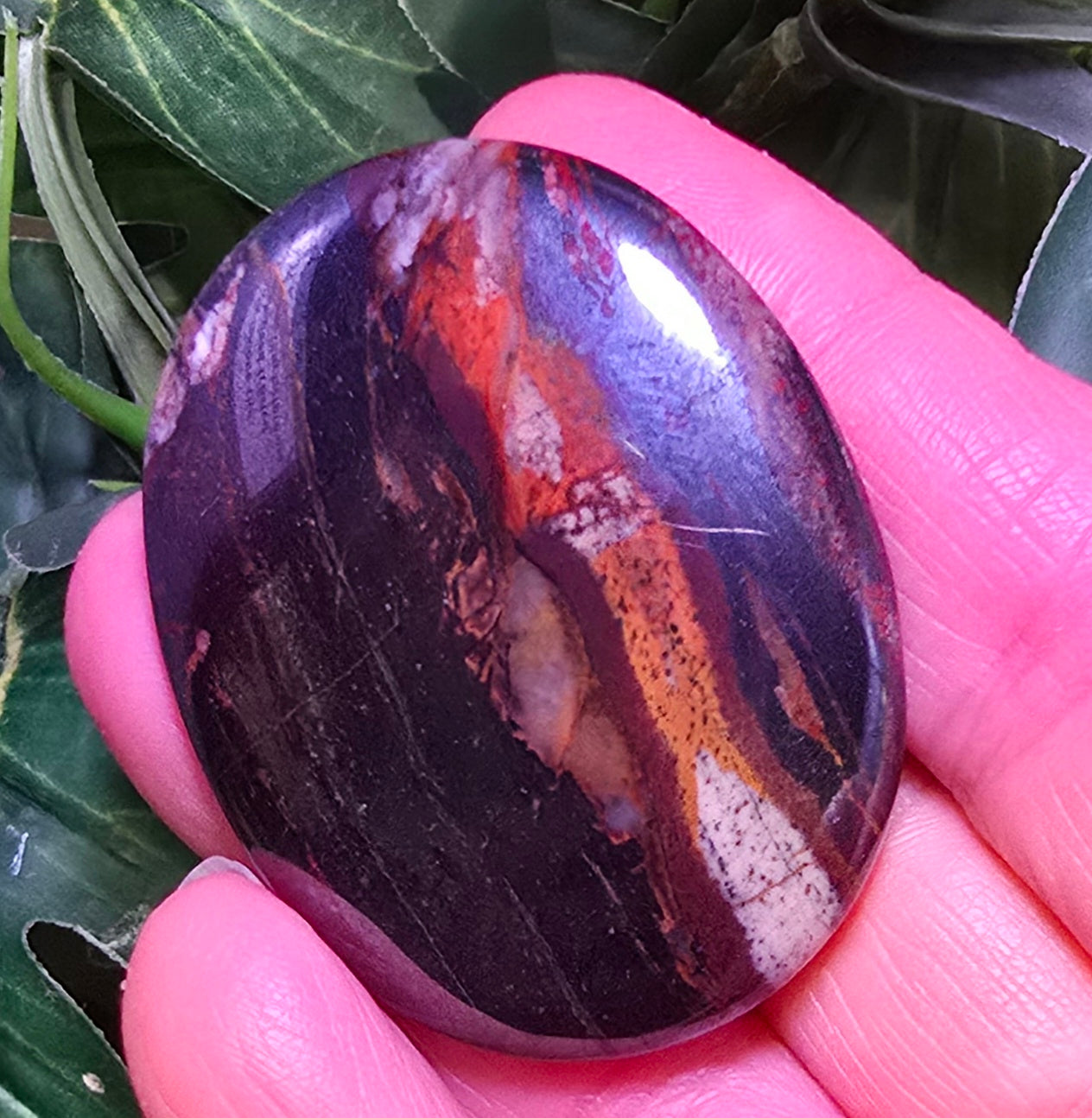 Tiger Iron Palm Stone – Polished Natural Tiger Eye Hematite Jasper