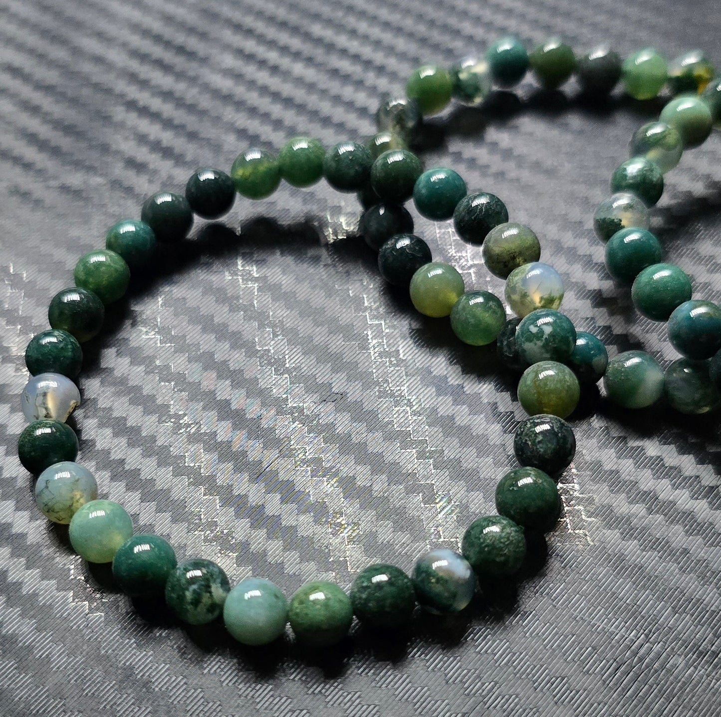 Moss Agate 6mm Beaded Bracelets – Natural Stone Jewelry
