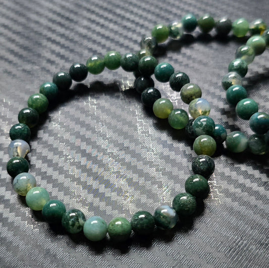 Moss Agate 6mm Beaded Bracelets – Natural Stone Jewelry