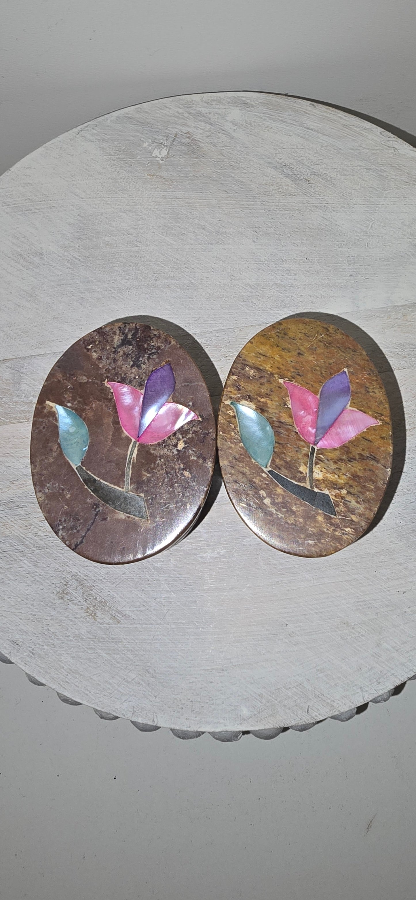 Small Oval Soap stone trinket boxes