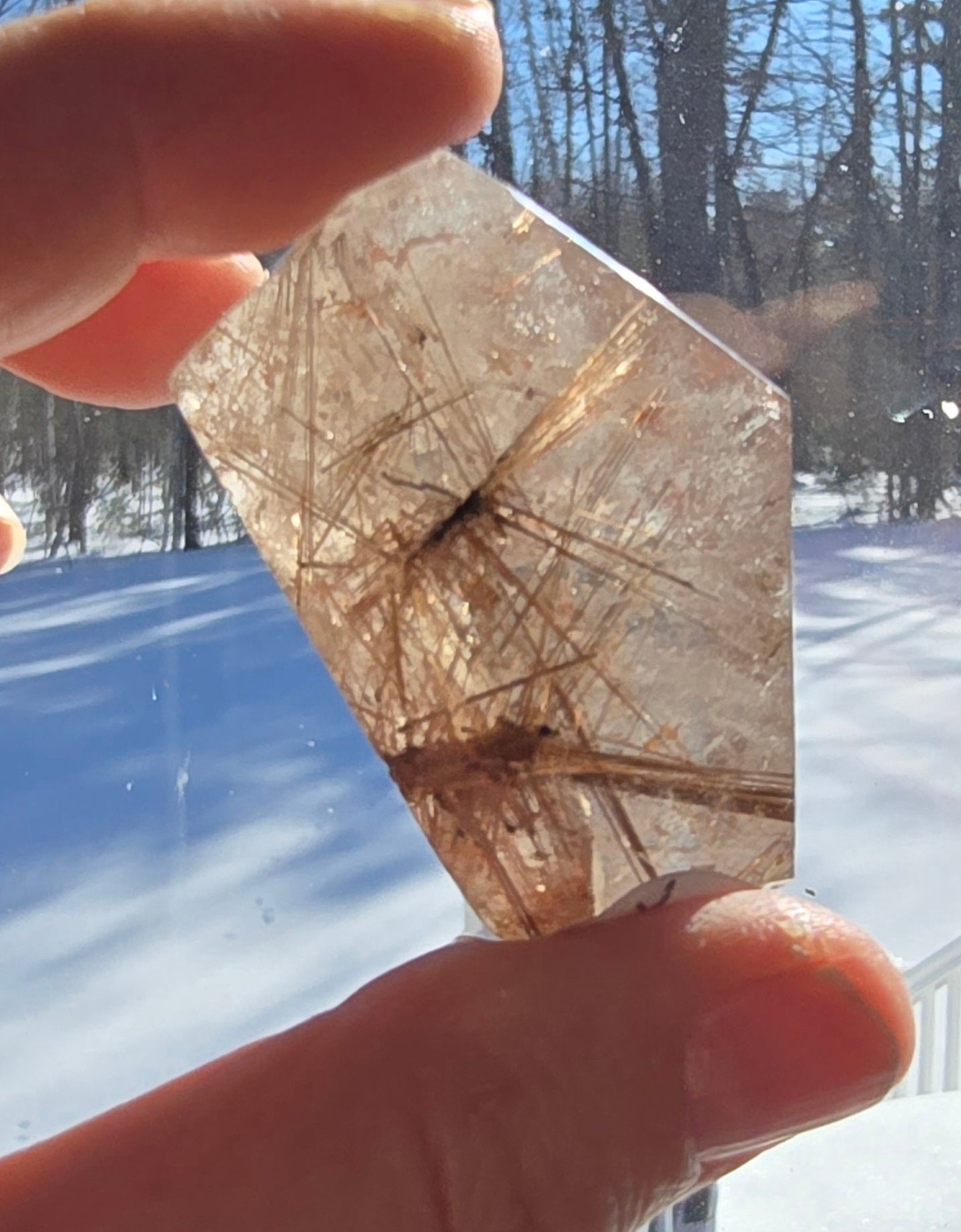 Polished Copper Rutilated Quartz Free-Form – Natural Mineral Specimen