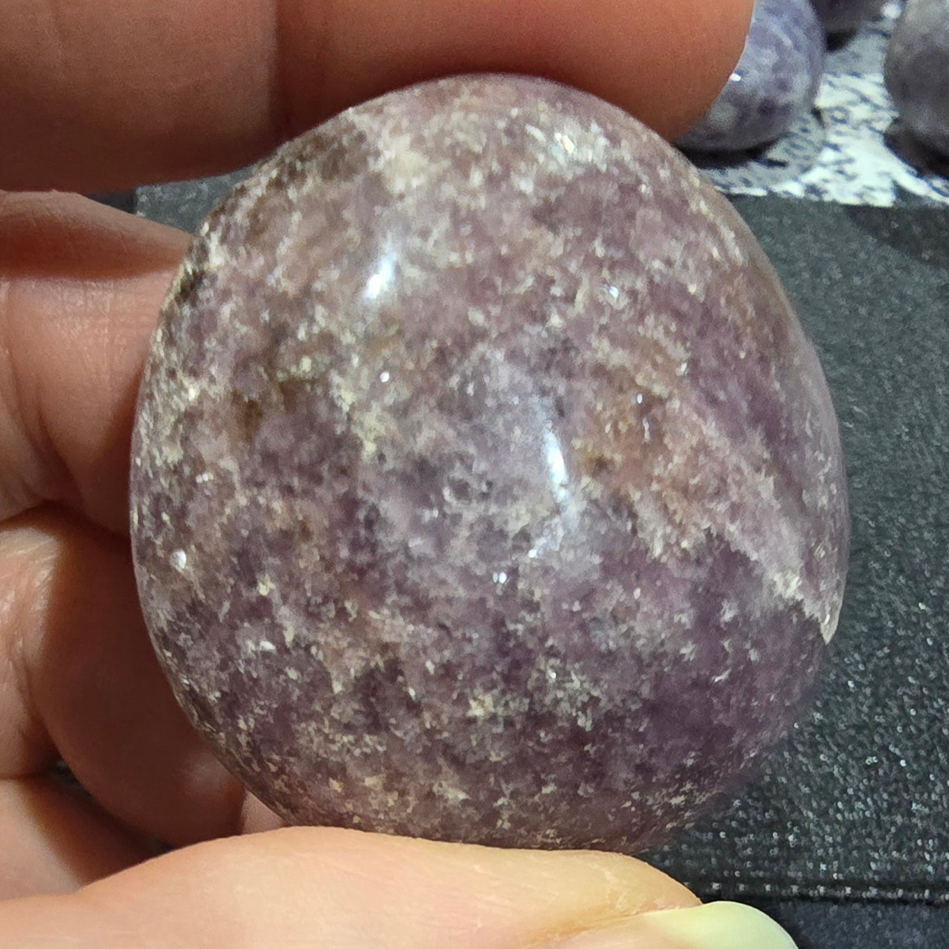 Lepidolite Palm Stones – Polished Natural Lithium Mica