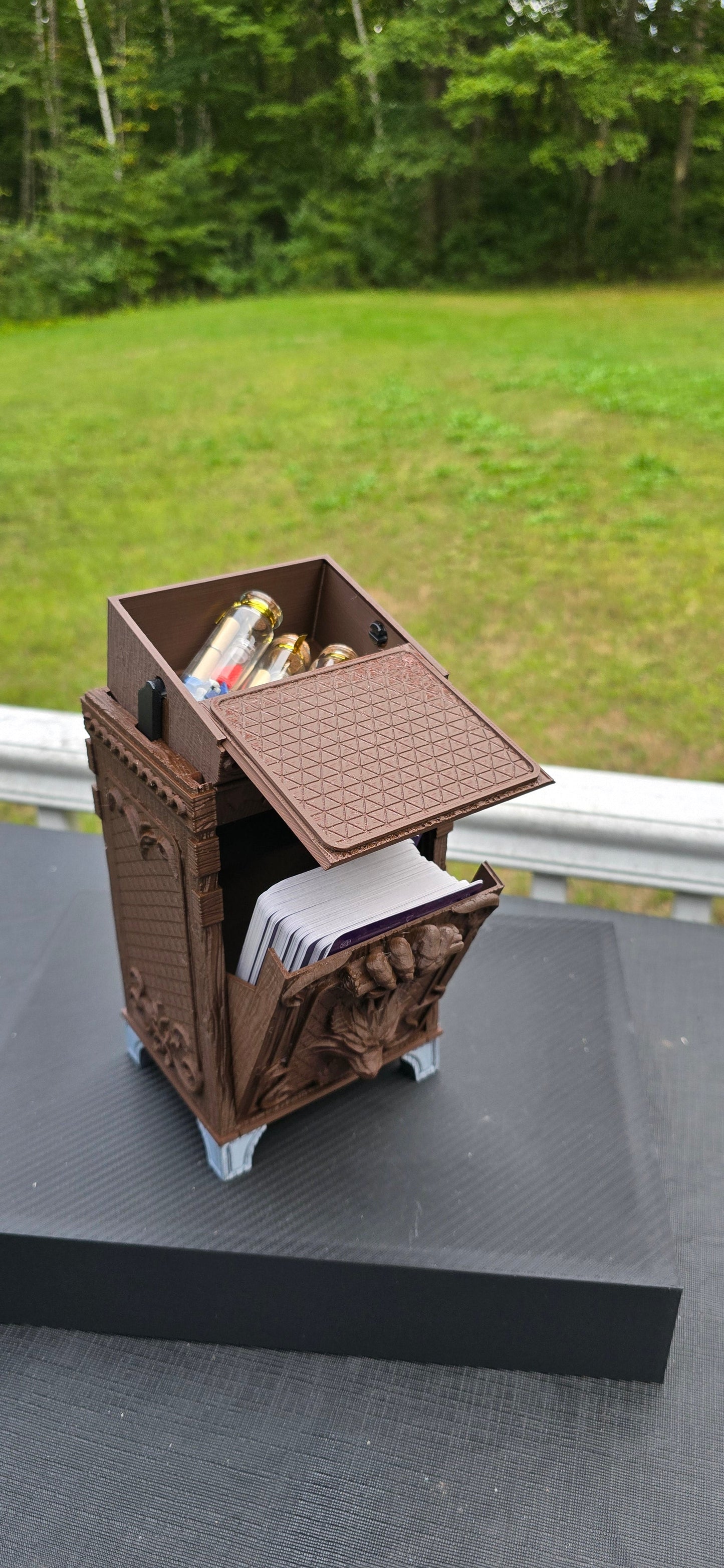 Tarot Card Deck Holder with Storage Compartment – 3D Printed Display Stand