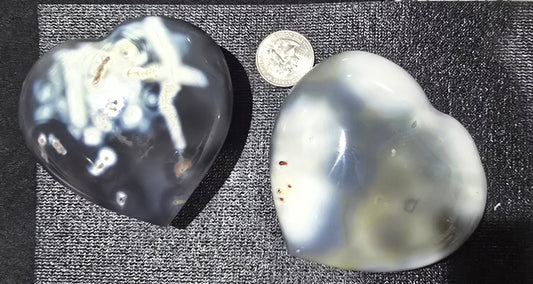 Orca Agate Heart Carvings – Polished Natural Agate
