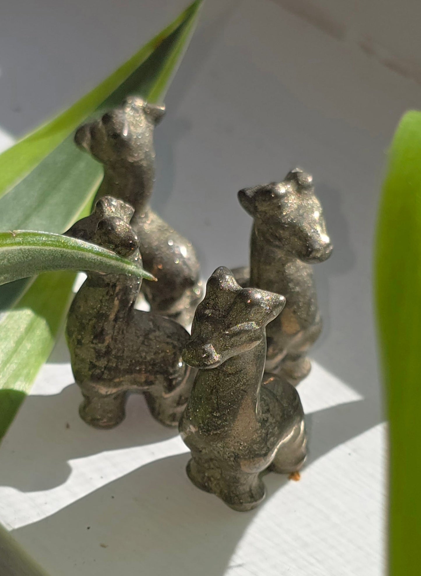 Mini Pyrite Giraffe Carvings – Natural Mineral Specimen