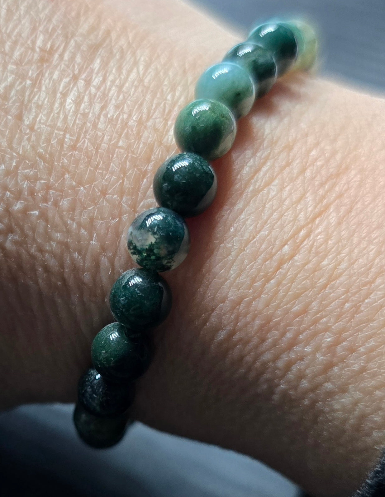 Moss Agate 6mm Beaded Bracelets – Natural Stone Jewelry