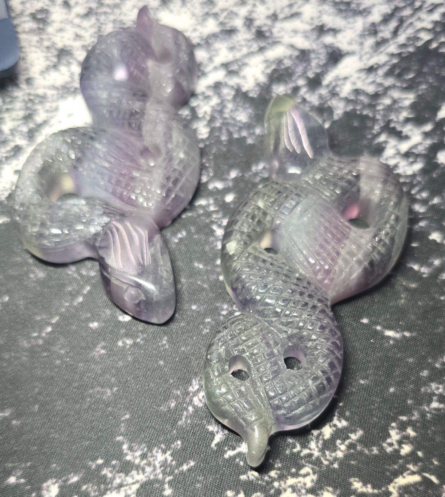 Fluorite Snake Carvings – 4.5 Inch Polished Natural Fluorite