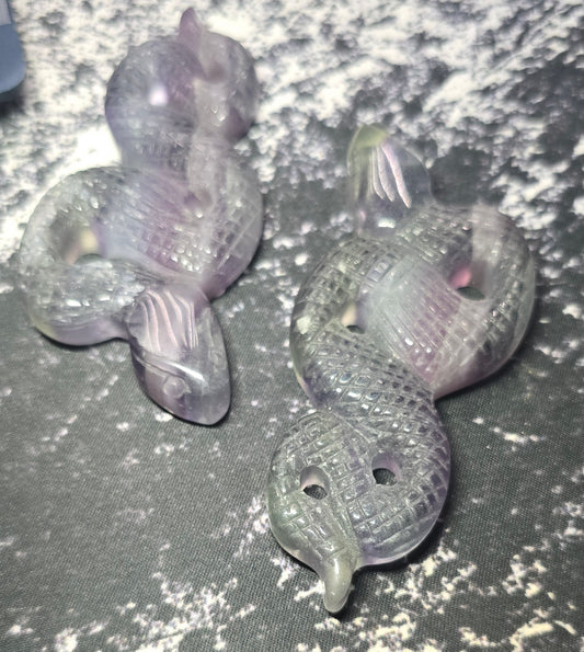 Fluorite Snake Carvings – 4.5 Inch Polished Natural Fluorite