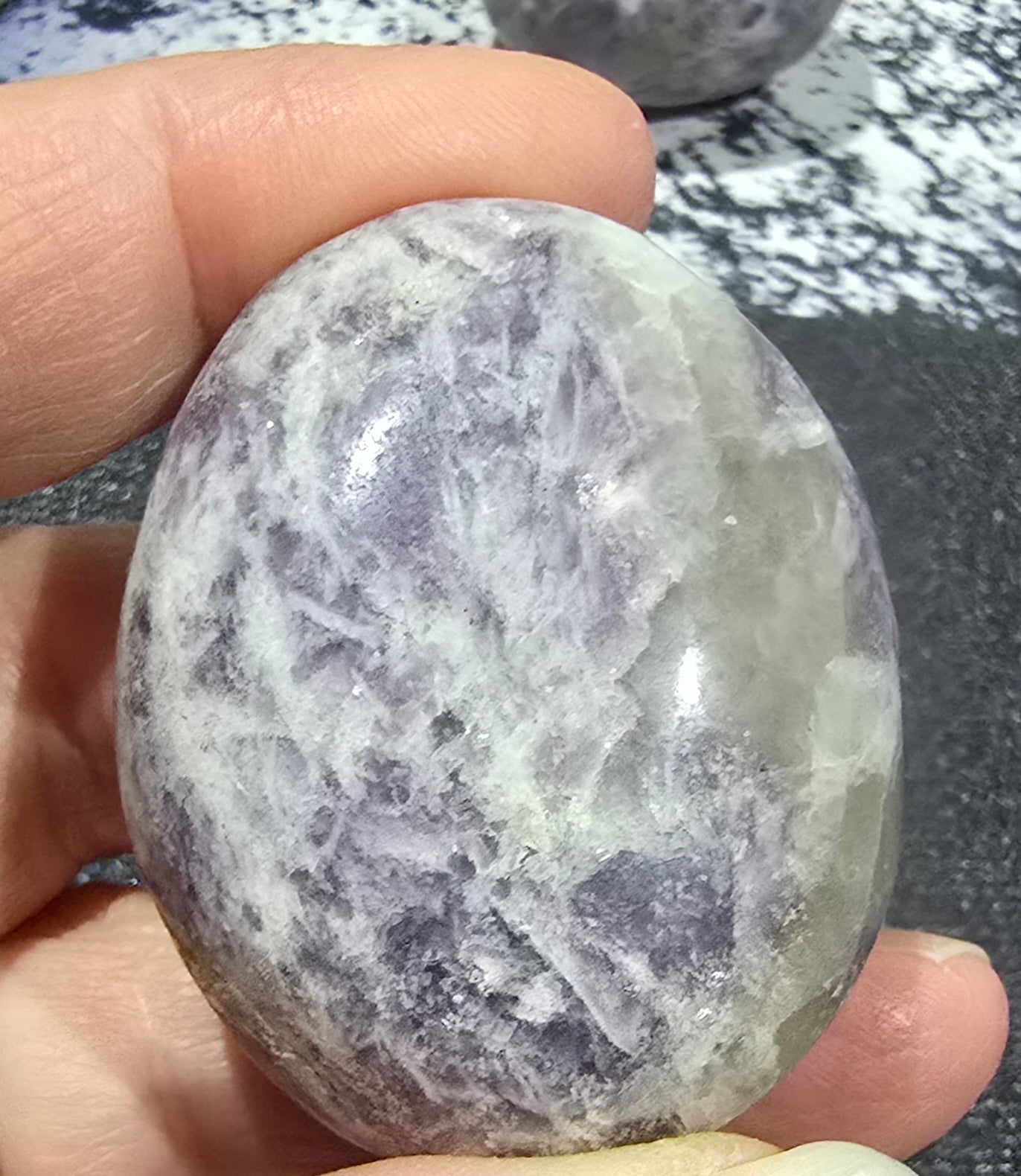 Lepidolite Palm Stones – Polished Natural Lithium Mica