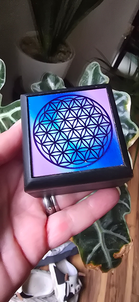 Flower of Life -Velvet lined wooden Trinket Box