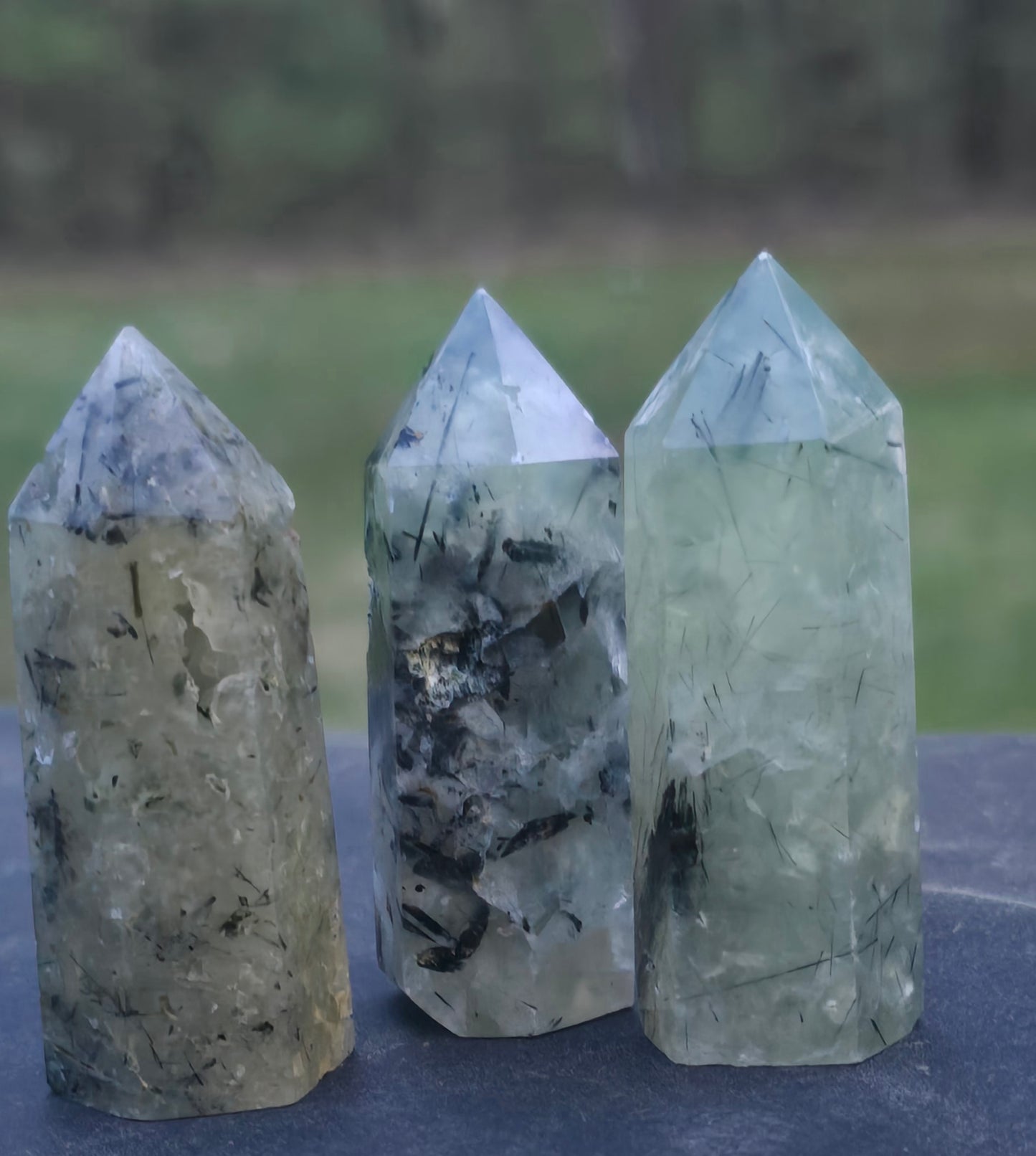Prehnite with Epidote Towers – Polished Natural Stone