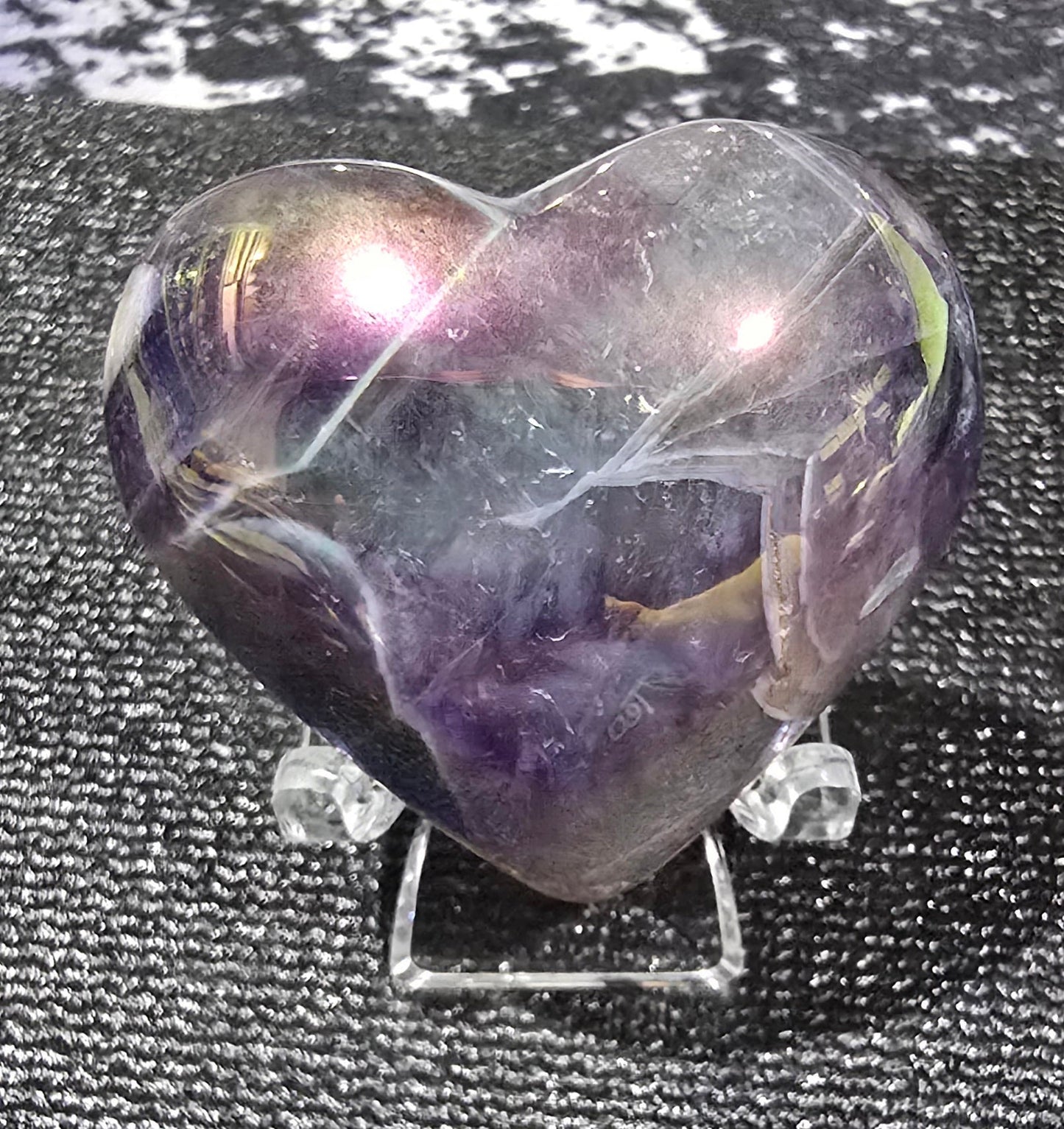 Aura Coated Dream Amethyst Heart Carving – Natural Mineral Specimen