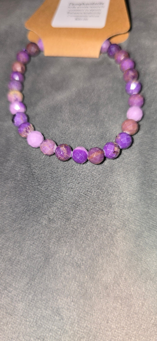 Phosphosiderite 6mm Faceted Beaded Bracelet
