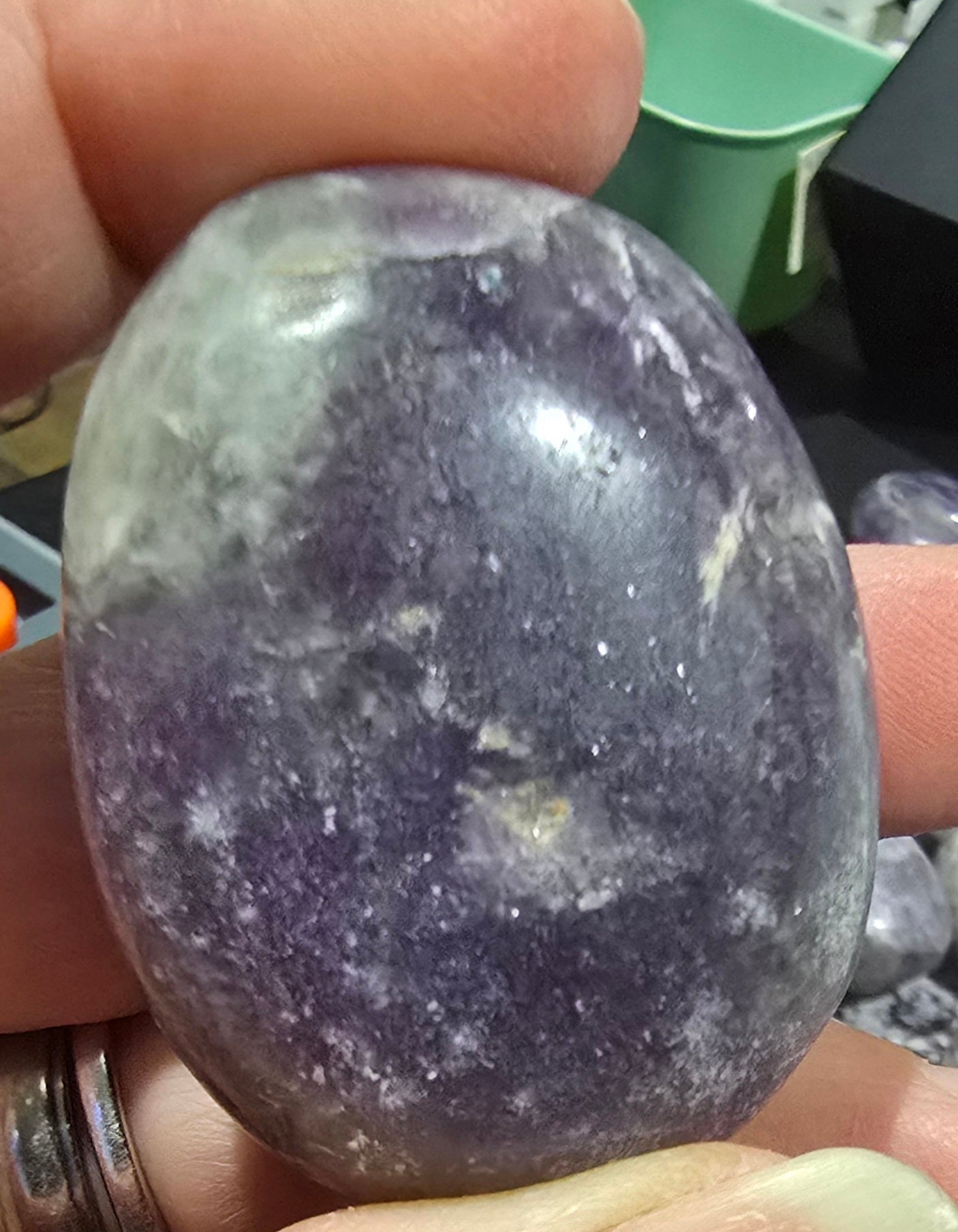 Lepidolite Palm Stones – Polished Natural Lithium Mica
