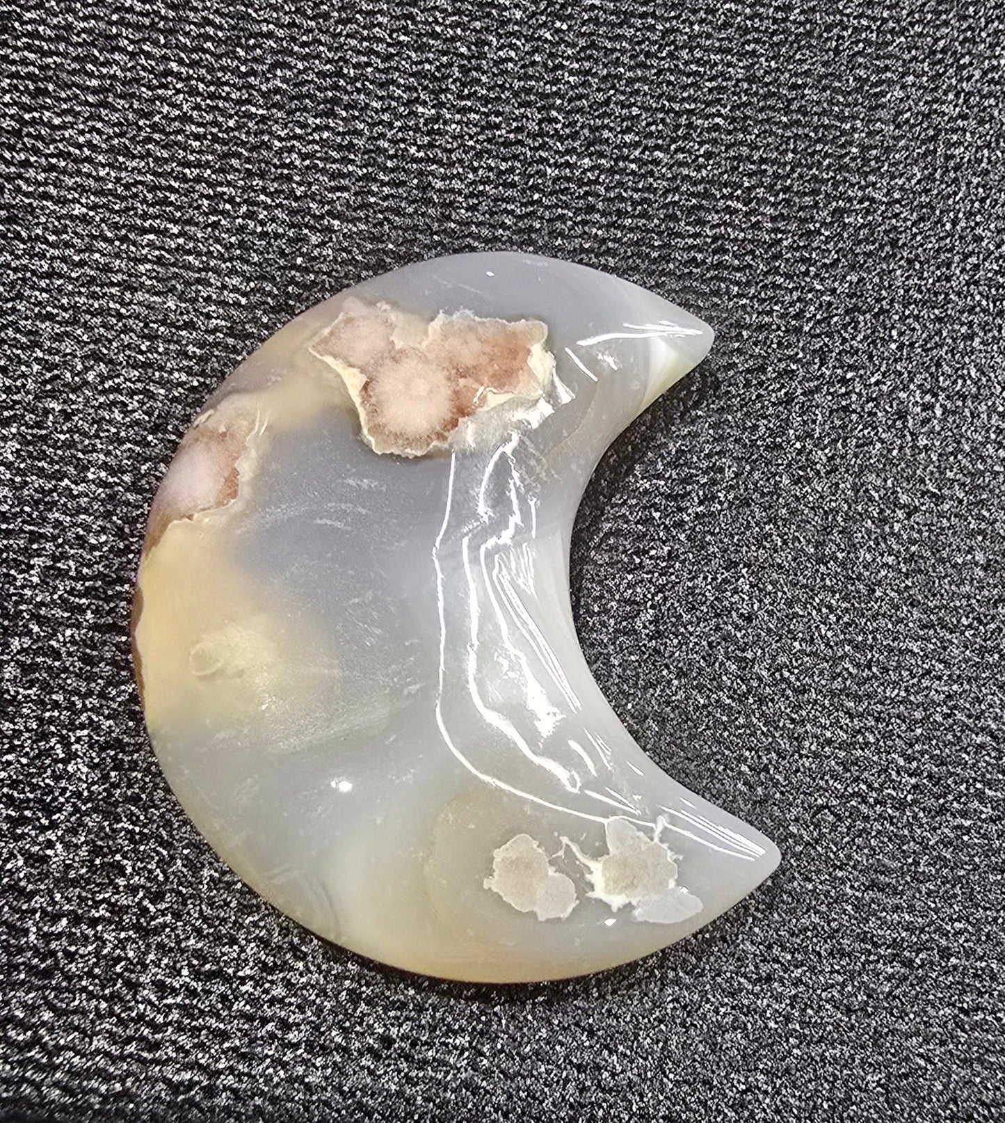 Flower Agate Moon & Cloud Combo - Polished Celestial Carvings Carving Genuine Natural Agate