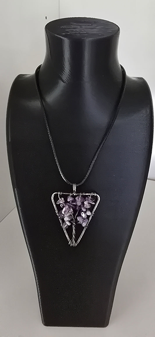 Amethyst tree of life chip necklace