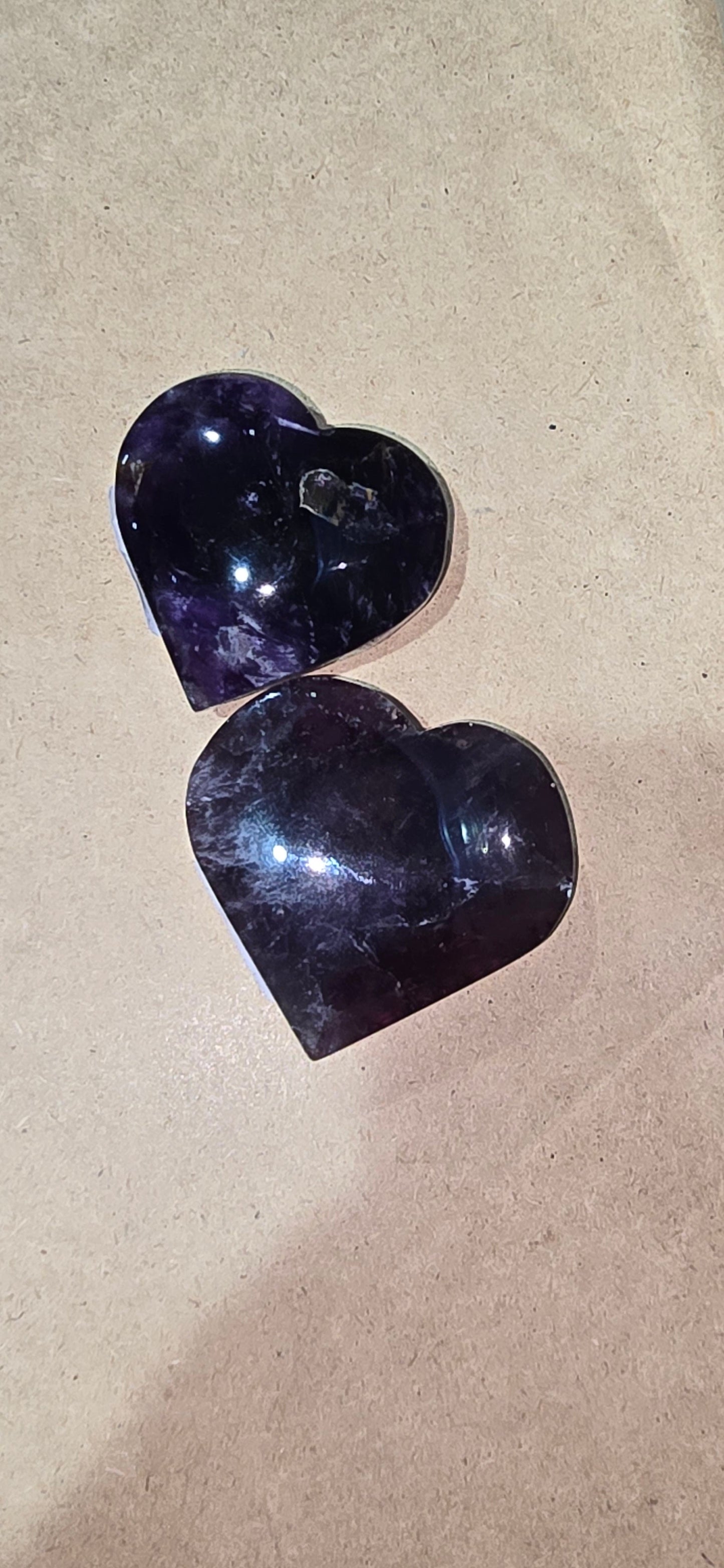 Purple Fluorite Heart Carvings – Natural Mineral Specimen