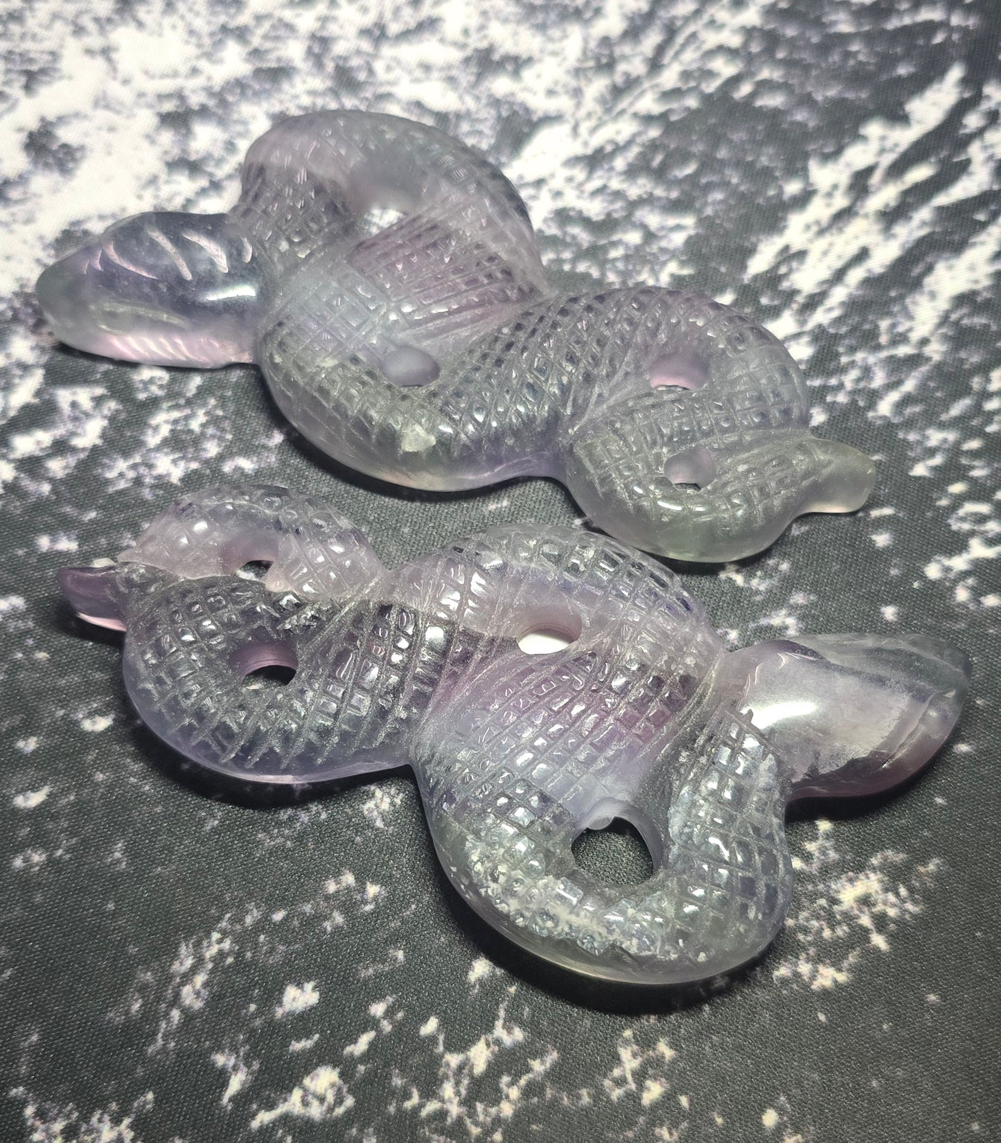 Fluorite Snake Carvings – 4.5 Inch Polished Natural Fluorite