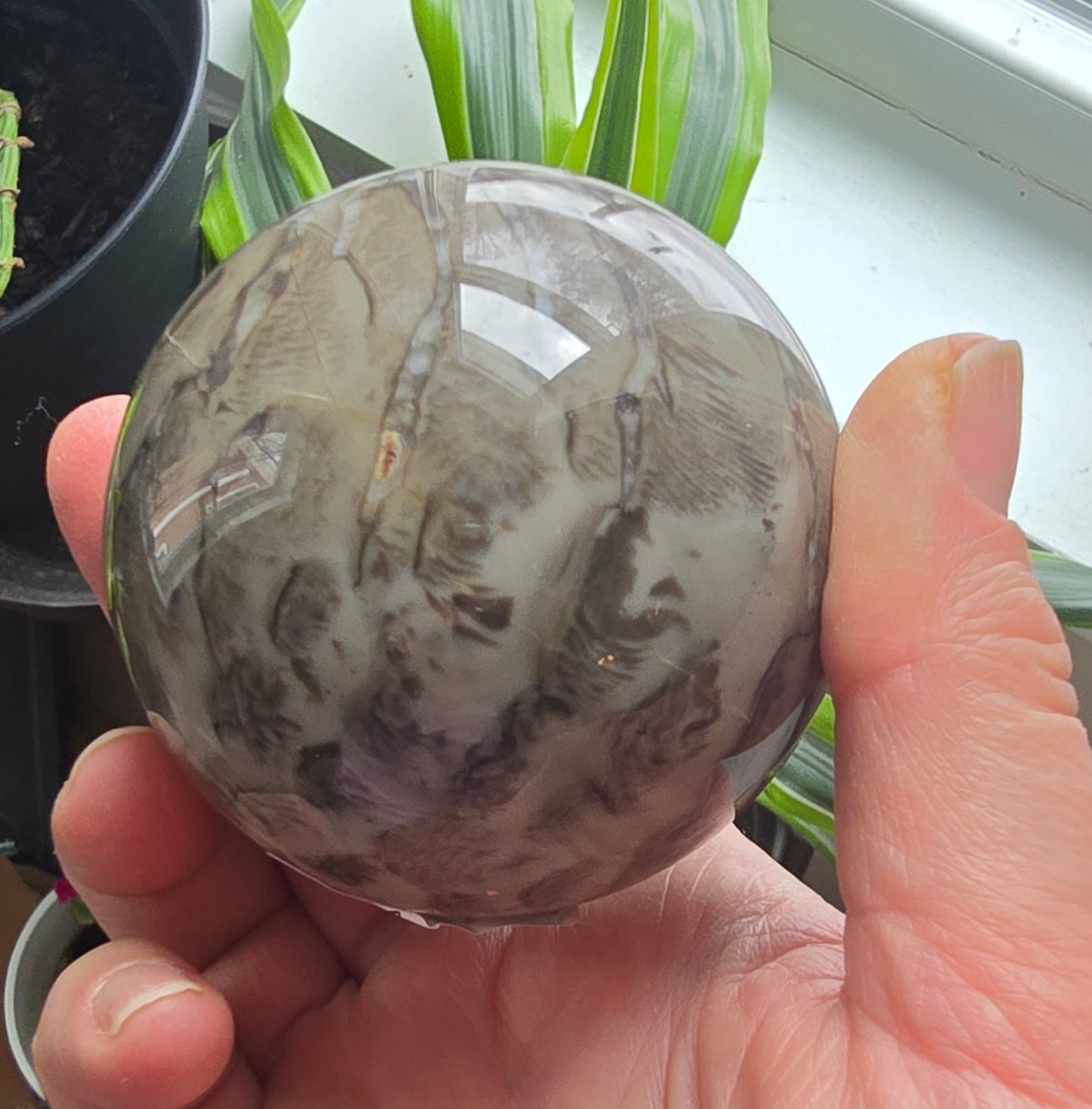 Natural Volcano Agate Crystal Sphere