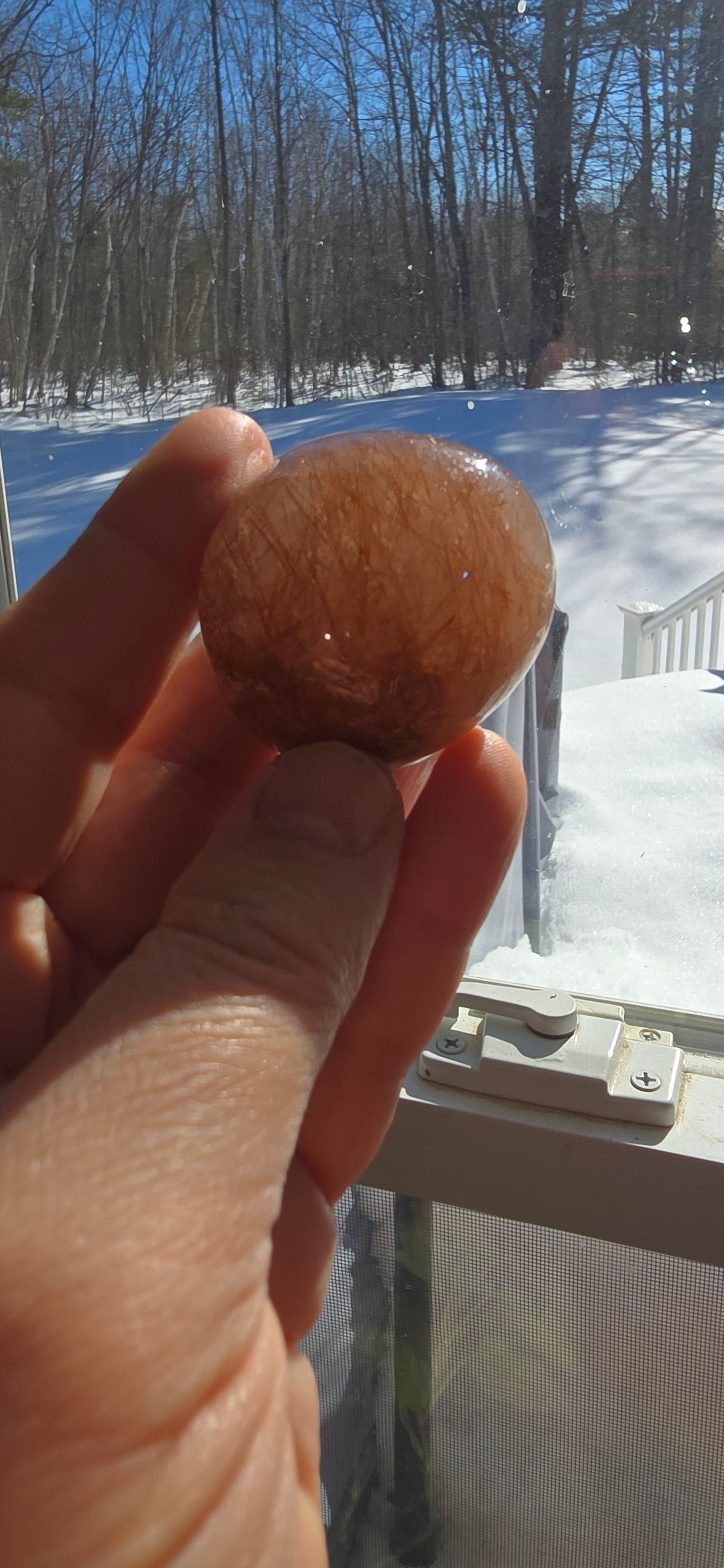 Copper Rutilated Quartz Lens – Natural Quartz from Brazil