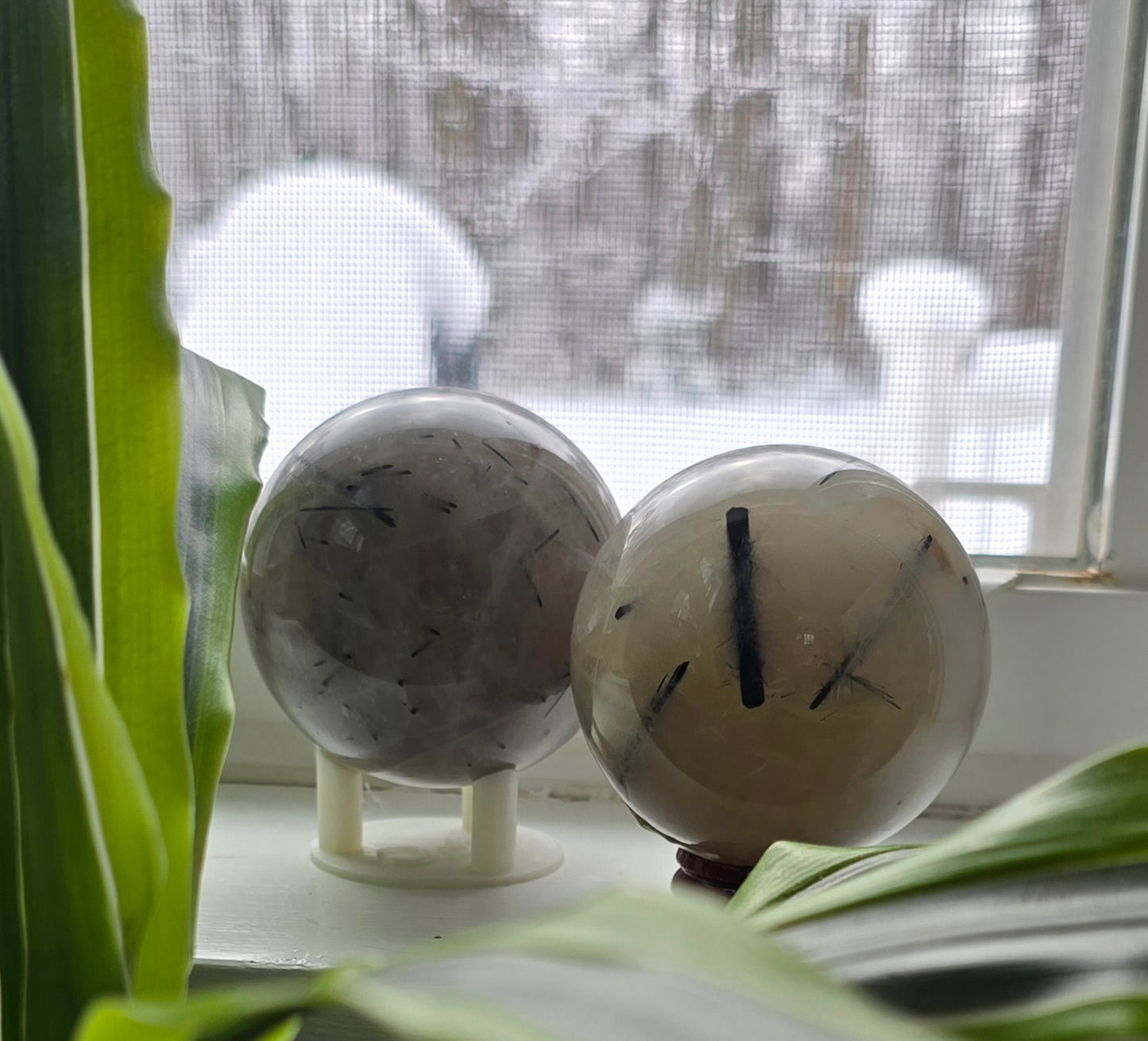Tourmalinated Quartz Spheres – Polished Natural Quartz
