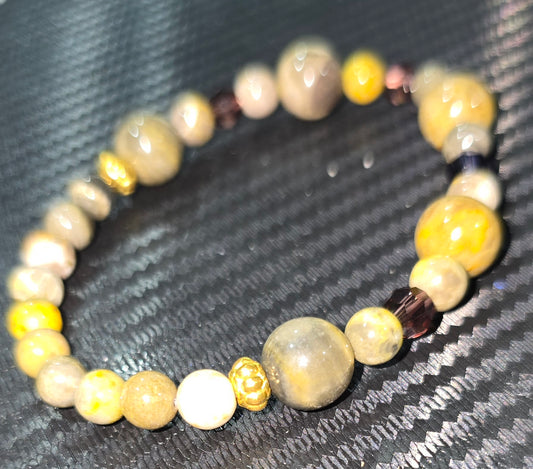 Bumblebee Jasper 6mm & 8mm Beaded Bracelet – Hand Strung Natural Stone Jewelry