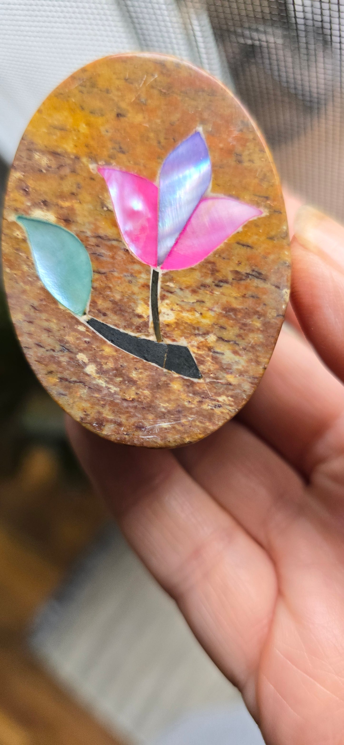 Small Oval Soap stone trinket boxes