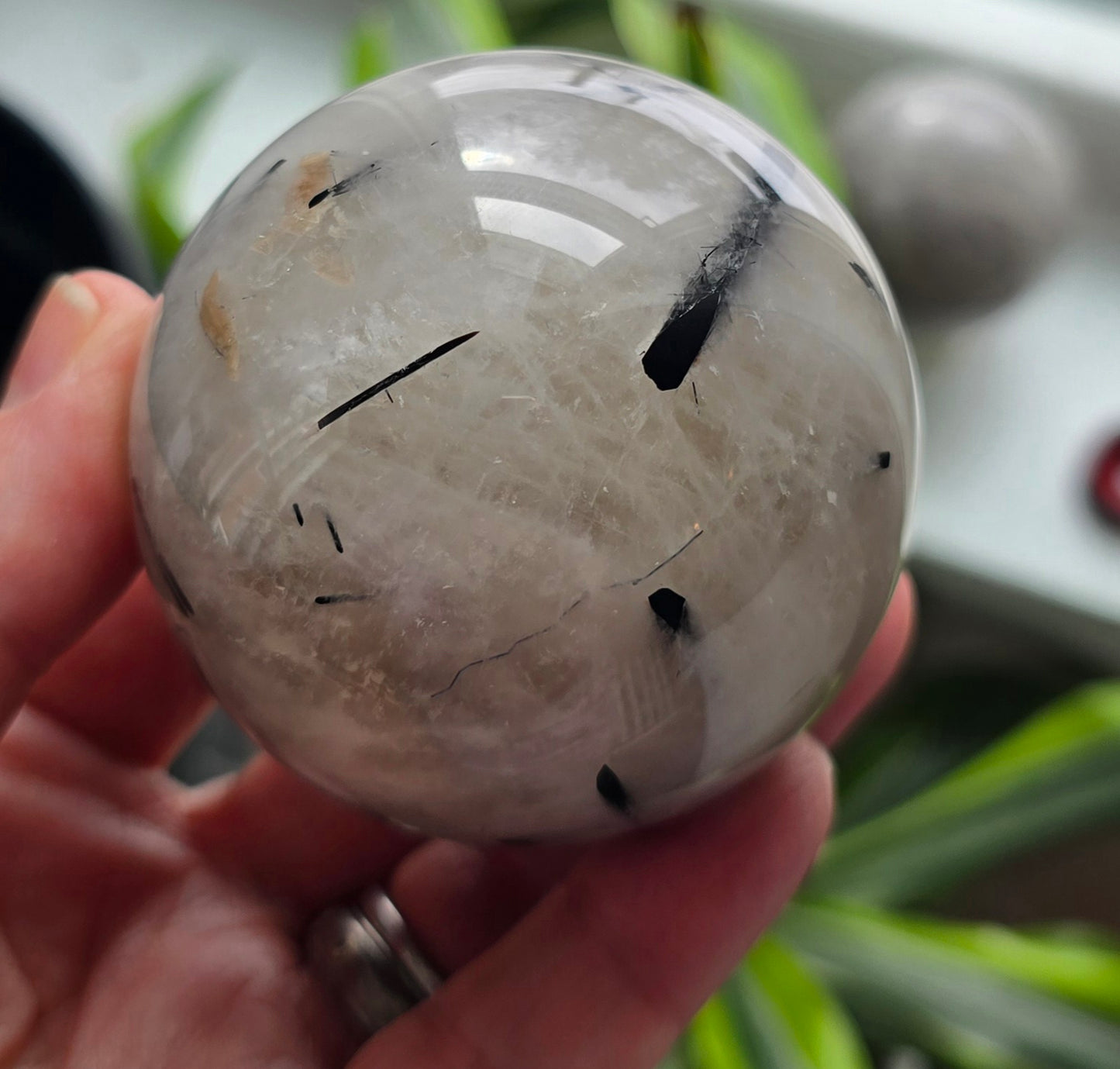 Tourmalinated Quartz Spheres – Polished Natural Quartz