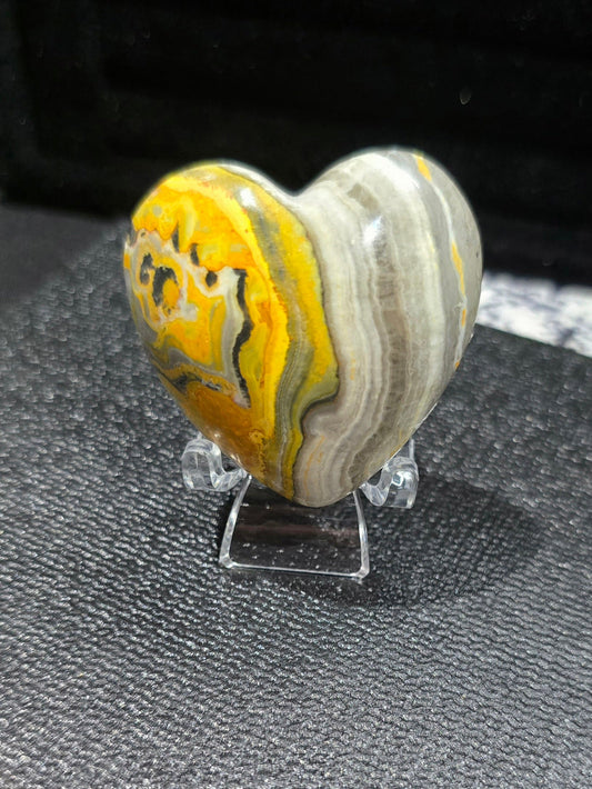 Bumblebee Jasper Heart Carving – Polished Natural Stone