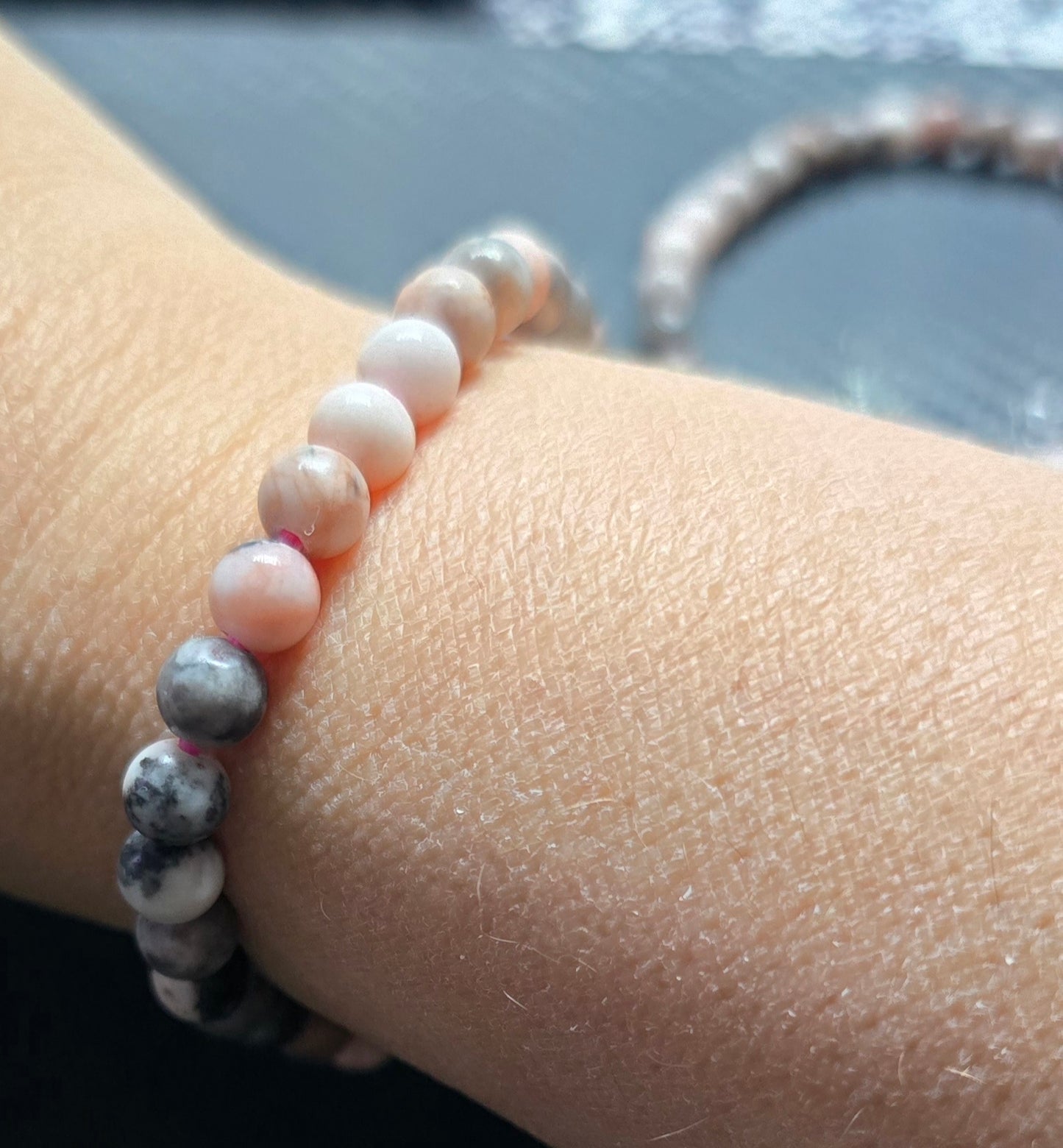 Pink Zebra Jasper 6mm Beaded Bracelet – Natural Stone Jewelry