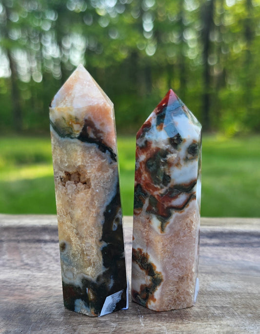 Red Moss Agate Towers – Polished Natural Agate