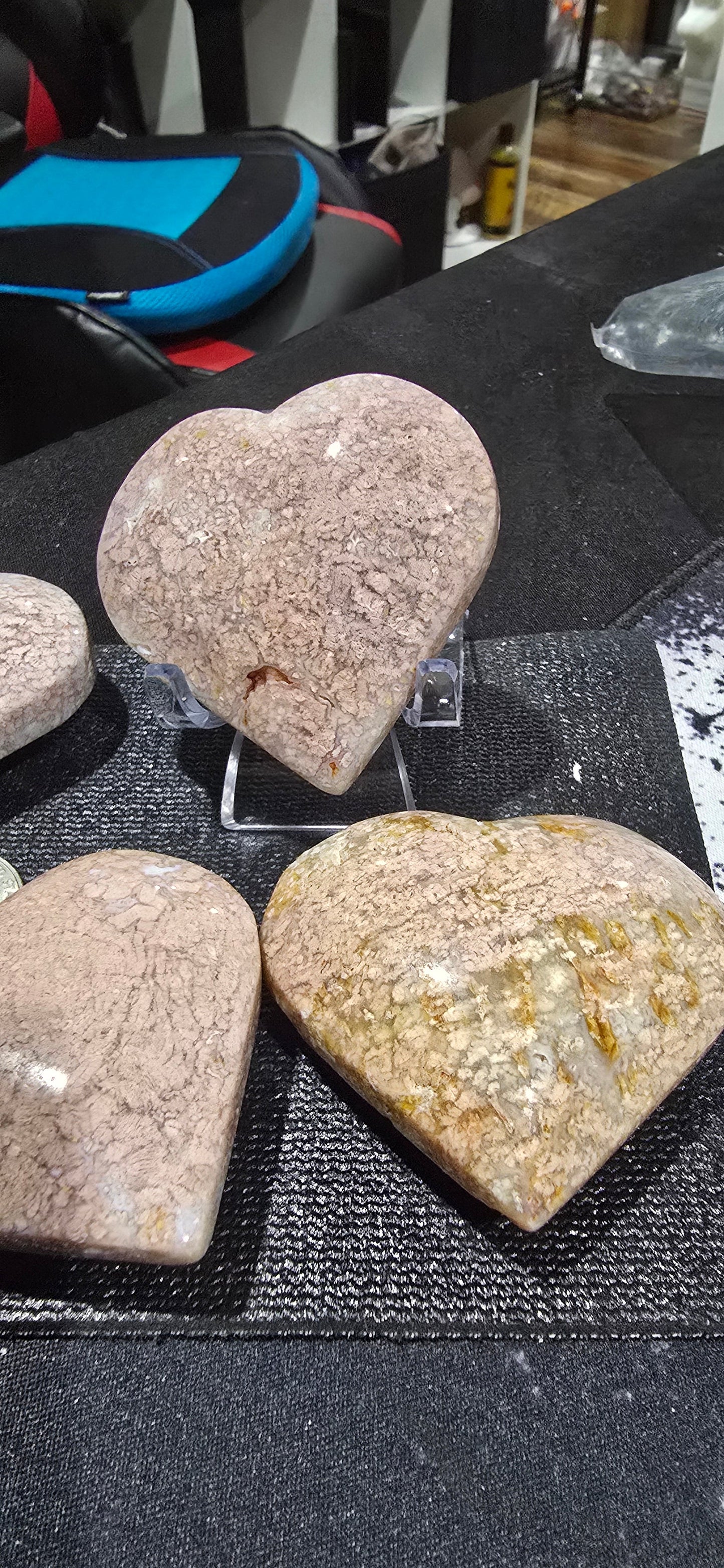 Pink Agate Heart Carvings – Polished Natural Agate