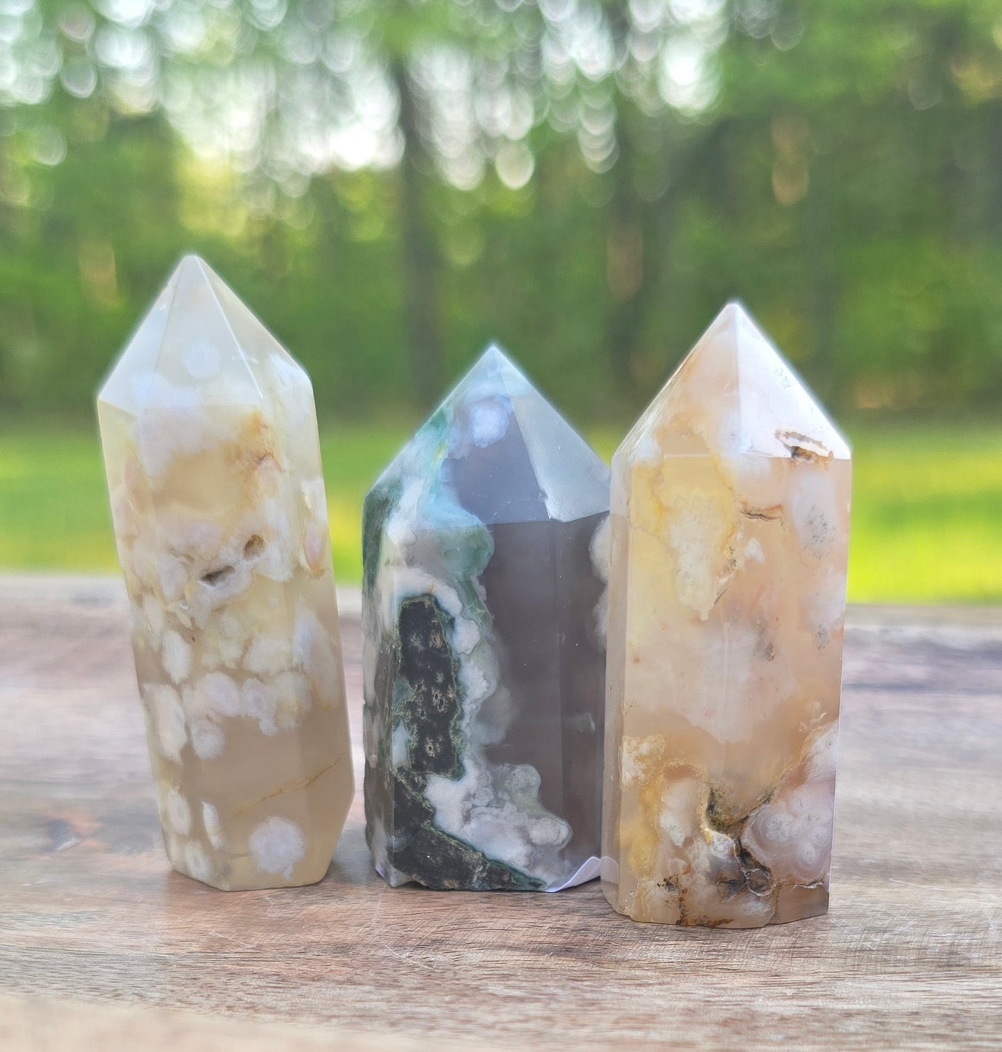 Flower Agate Towers – Polished Natural Stone